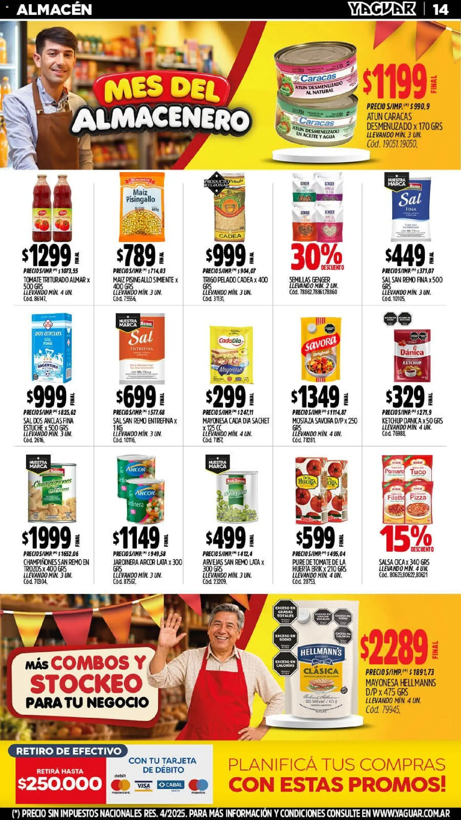 Vista previa del folleto de la tienda Yaguar válido desde el 14/09/2026 - Pizza, Tomate, Aceite, Arvejas, Atún, Semillas, Ketchup, Champiñones