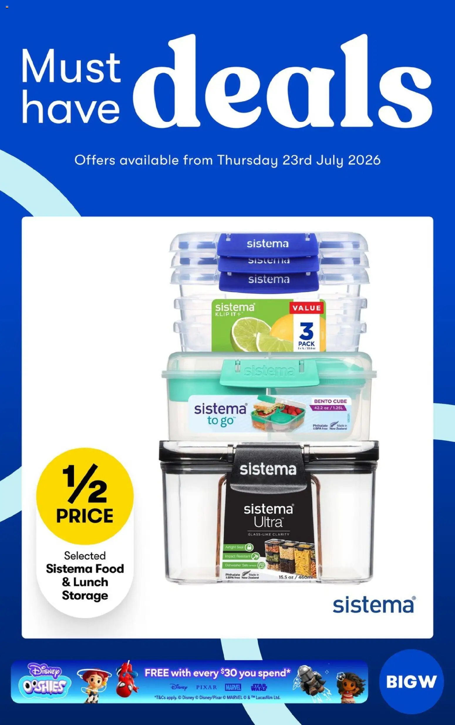 Preview of catalogue Big W Must Have Deals from shop Big W valid 23/07/2026 - Food