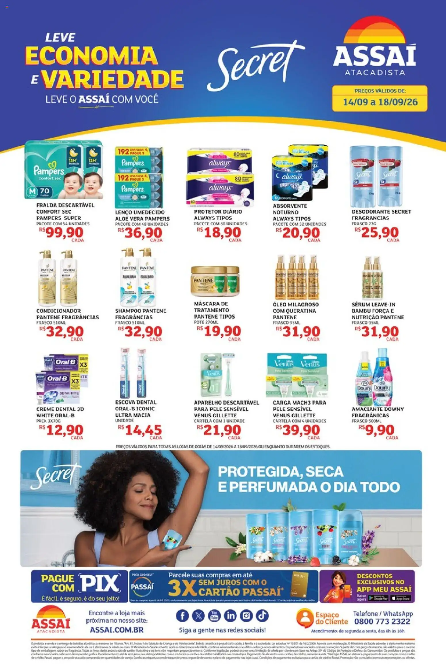 Pré-Visualização do folheto "Assaí Atacadista ofertas - GO" da loja Assaí Atacadista válido a partir de 14/09/2026 - Shampoo, Desodorante, Óleo, Sérum, Amaciante, Escova, Condicionador, Lenço