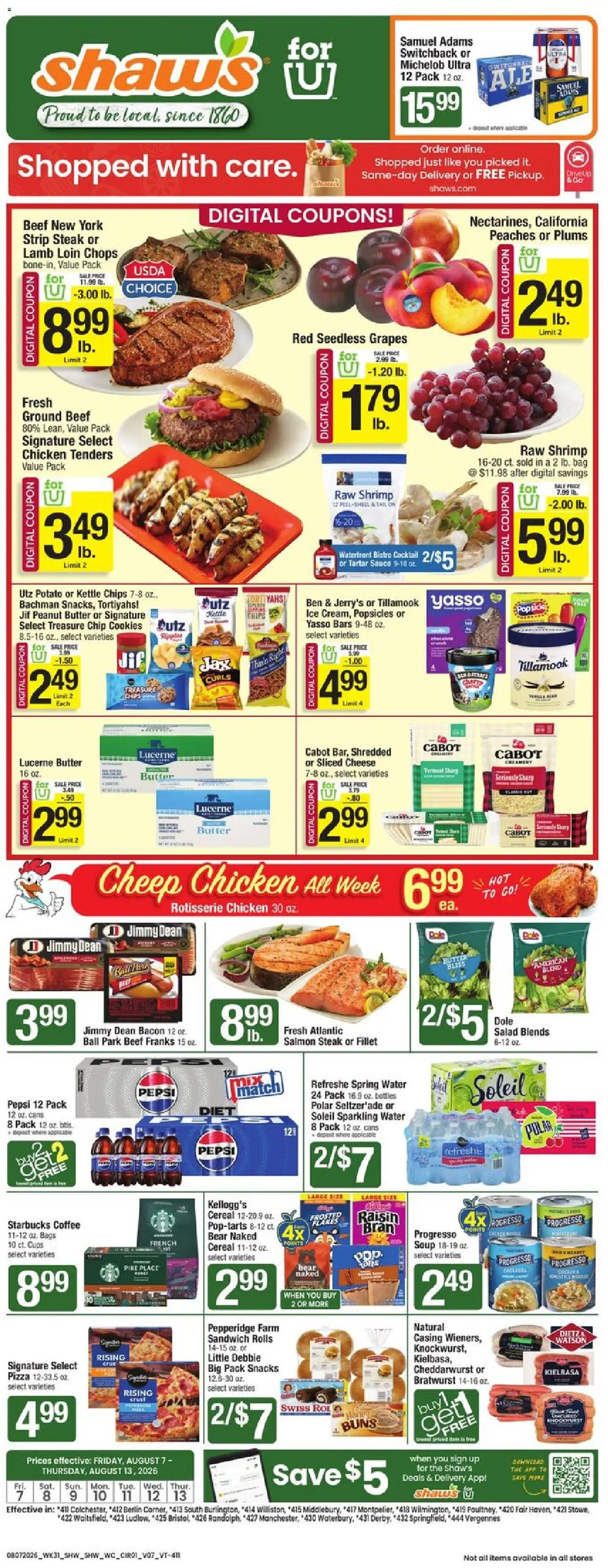 Ad Preview of Shaw's Shaw's Weekly Ad - VT from 08/07/2026