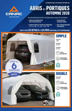 Preview of leaflet Canac circulaire - Abris et portiques from shop Canac is valid from Sep 17, 2026