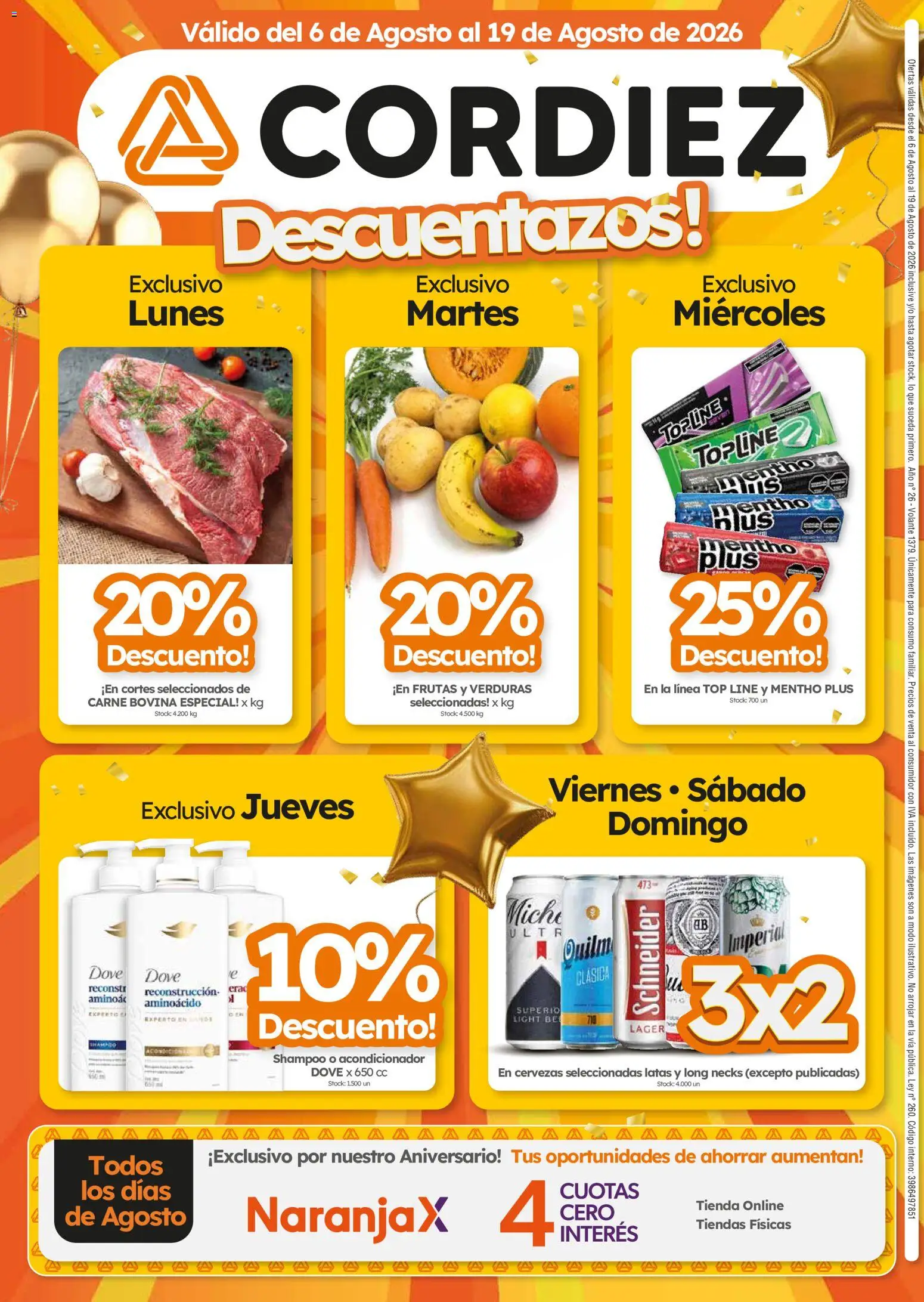 Vista previa del folleto de la tienda Cordiez válido desde el 06/08/2026 - Top, Shampoo, Carne, Verduras, Acondicionador