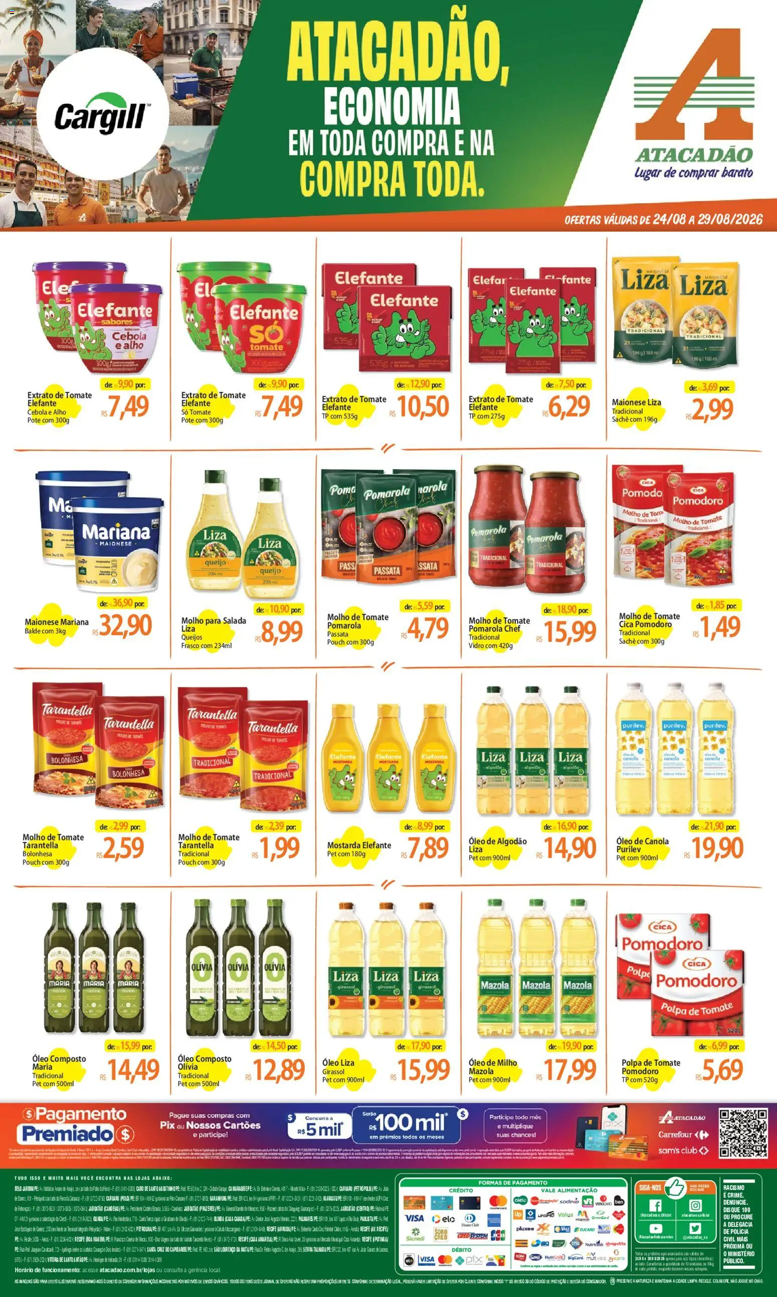 Pré-Visualização do folheto "Atacadão ofertas - PE" da loja Atacadão válido a partir de 24/08/2026 - Óleo, Queijo, Canela, Maionese, Cebola, Alho, Molho para salada, Óleo de canola