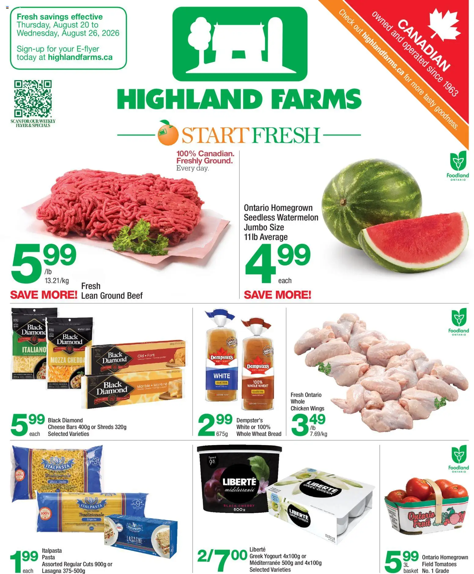 Preview of leaflet Highland Farms weekly flyer / circulaire from shop Highland Farms is valid from Aug 20, 2026