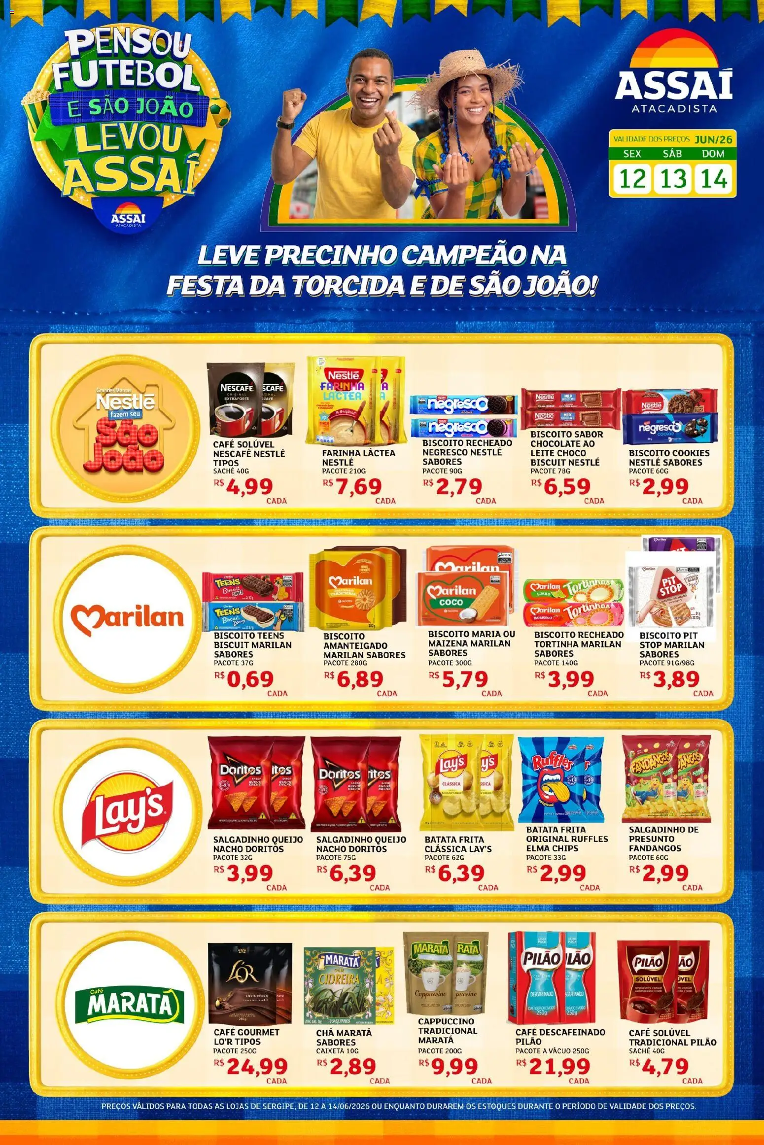 Pré-Visualização do folheto "Assaí Atacadista ofertas - SE" da loja Assaí Atacadista válido a partir de 12/06/2026 - Café, Coco, Chocolate, Biscoito, Batata, Chá, Café descafeinado, Farinha