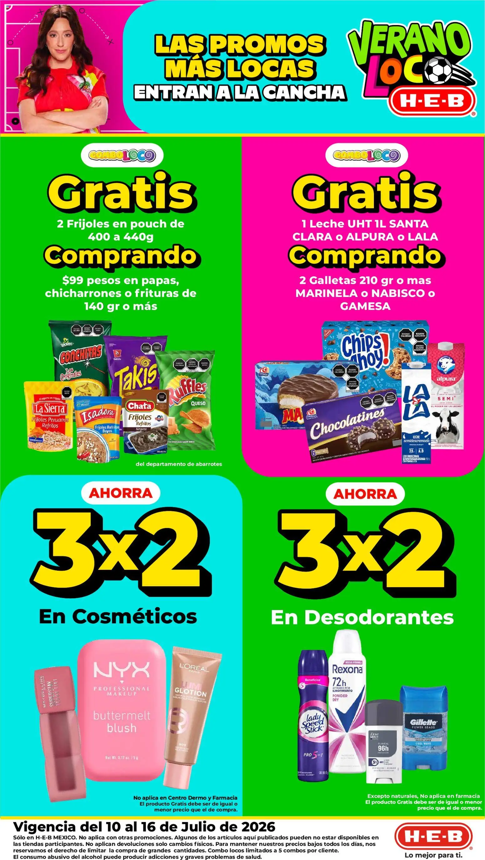 Vista previa las ofertas de la tienda H-E-B - H-E-B folleto desde el 10/07/2026 - Galletas, Leche, Queso, Frijoles, Aves, Sierra, Leche semidescremada, Leche UHT