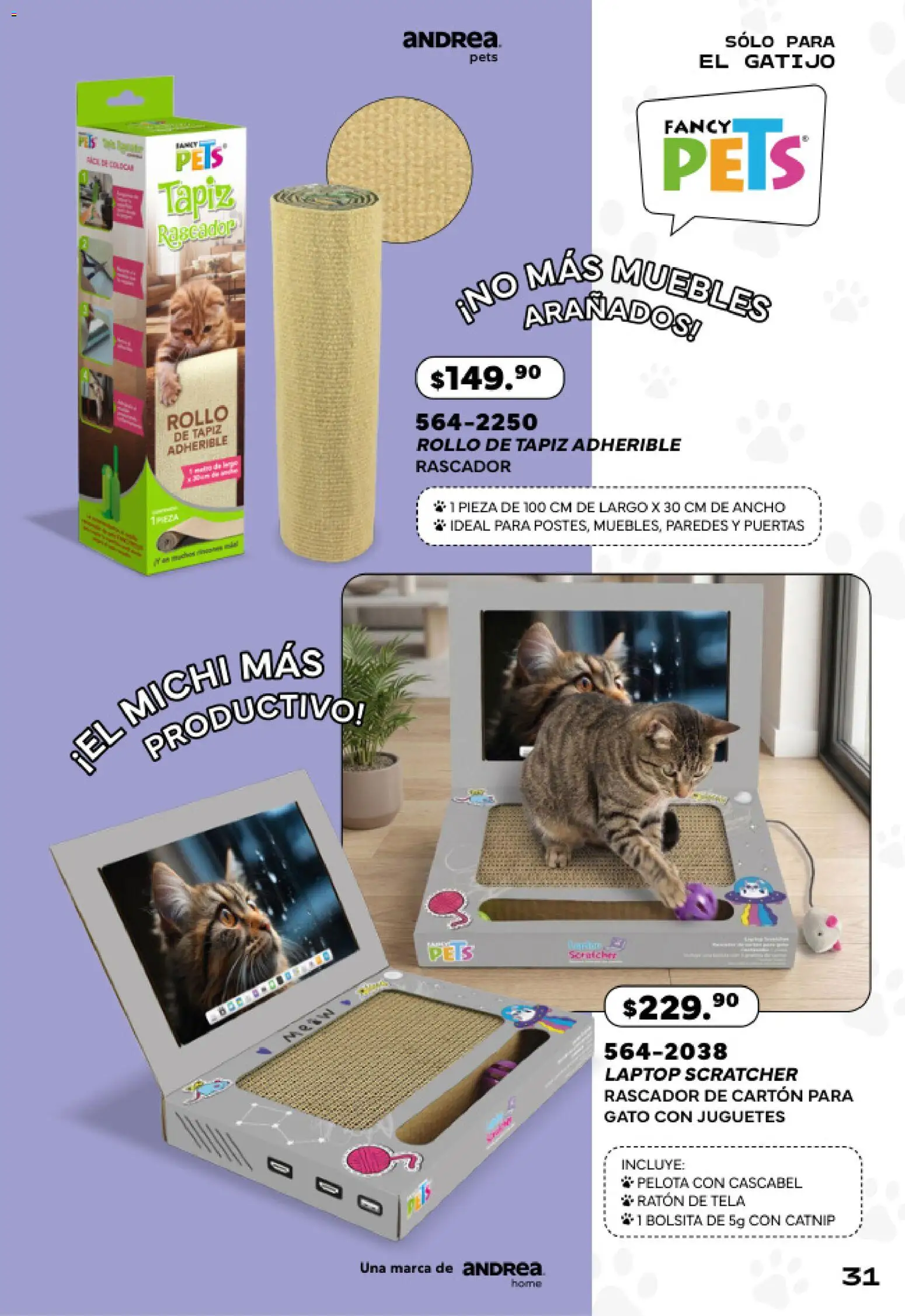 Vista previa las ofertas de la tienda Andrea - Andrea catálogo Pets desde el 24/05/2026 - Laptop, Juguetes, Pelota, Puertas, Rascador