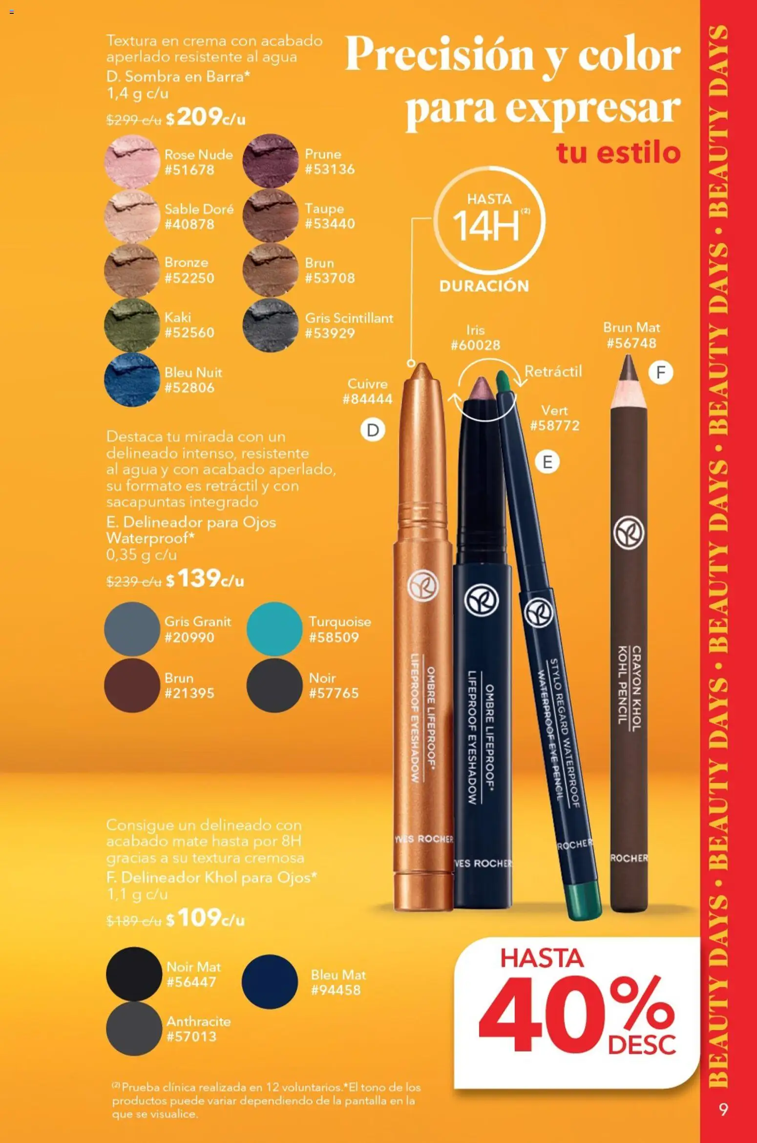 Vista previa las ofertas de la tienda Yves Rocher - Yves Rocher campaña 9 2026 desde el 23/06/2026 - Agua, Crema, Mate, Sombra, Sacapuntas, Delineador, Kaki