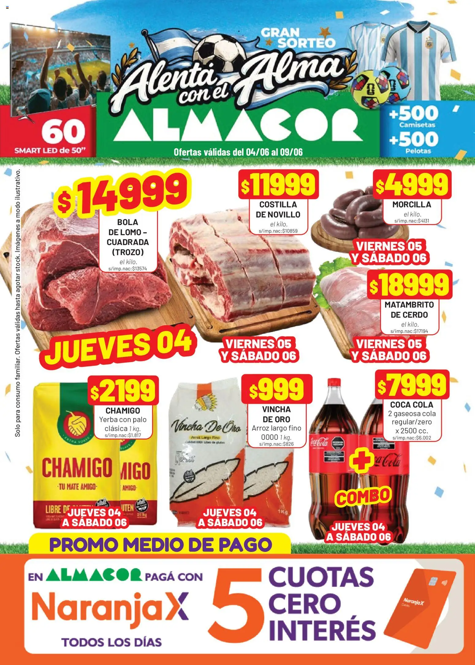Vista previa del folleto de la tienda Almacor válido desde el 04/06/2026 - Yerba, Arroz, Vincha, Lomo, Cerdo, Morcilla, Gaseosa