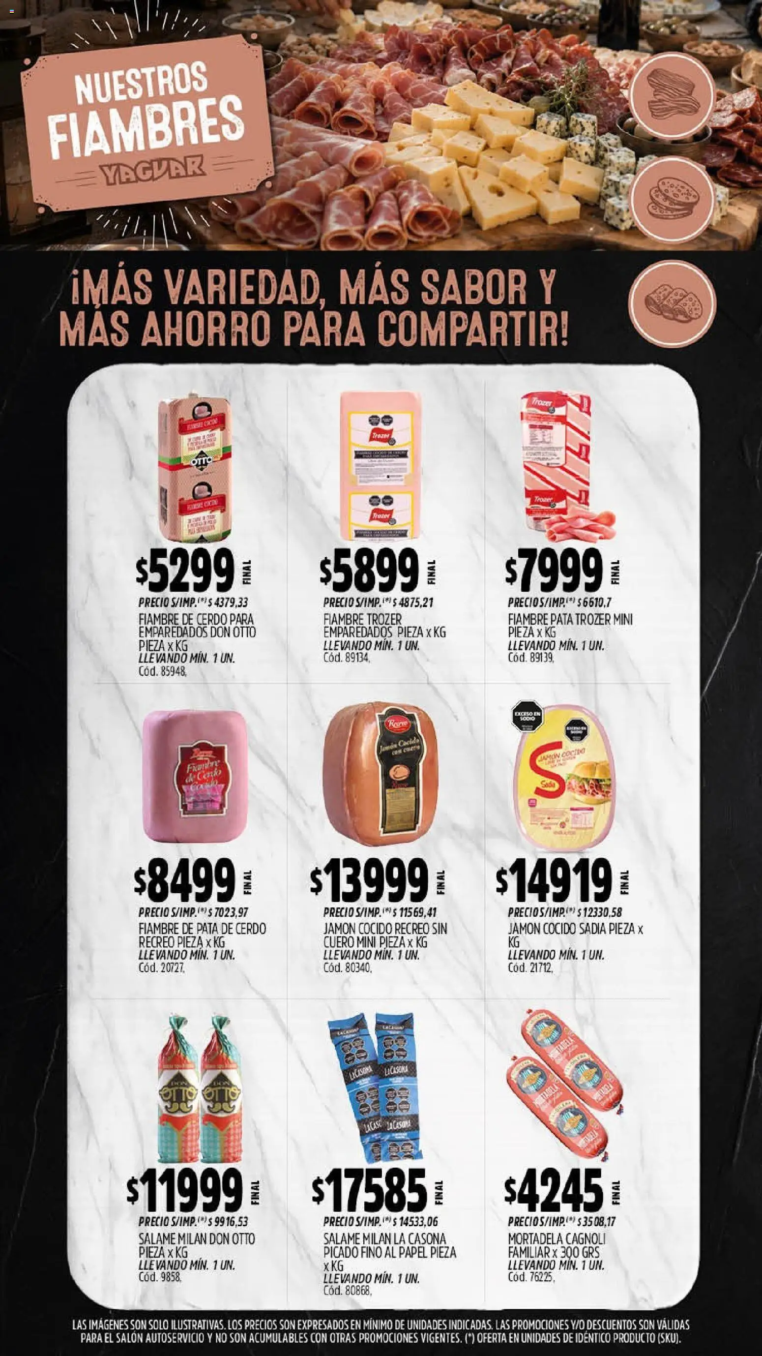 Vista previa del folleto de la tienda Yaguar válido desde el 14/09/2026 - Cerdo, Mortadela, Salame, Jamón cocido, Jamón, Pata de cerdo
