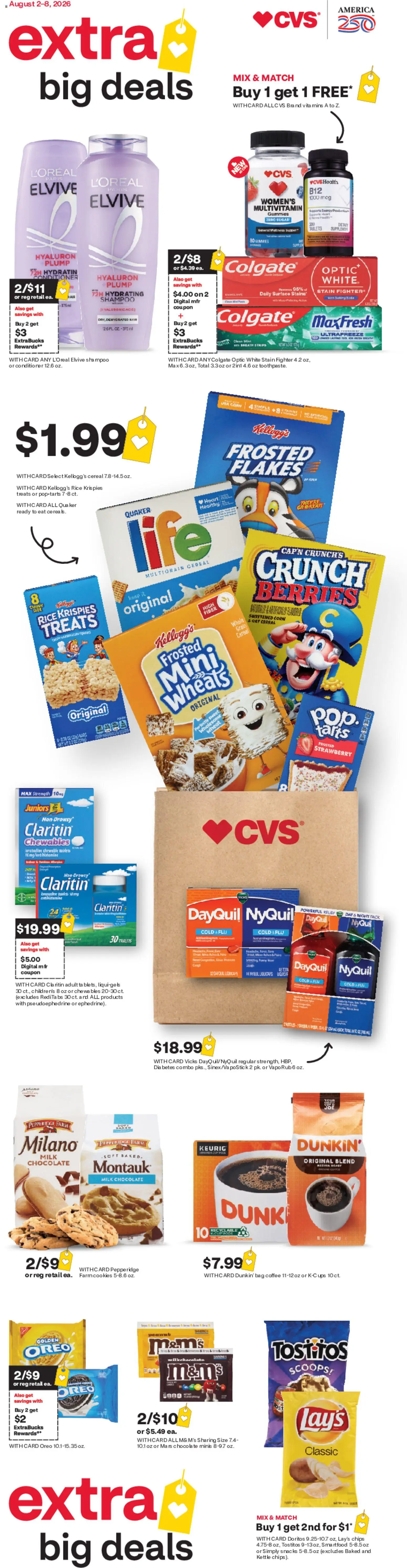 Ad Preview of CVS Pharmacy CVS Pharmacy Weekly Ad from 08/02/2026 - Coffee, Chocolate, Snacks, Chips, Rice, Oreo, Multivitamin, Flakes