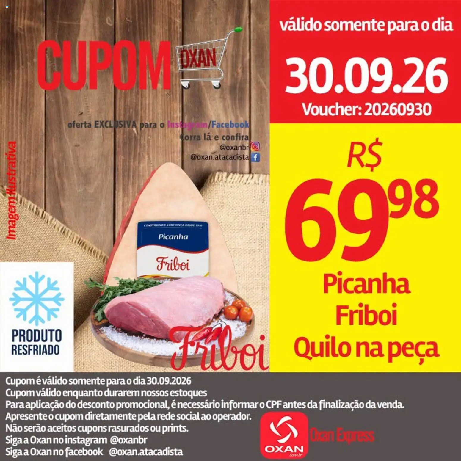 Pré-Visualização do folheto "Oxan Atacadista - Ofertas da semana" da loja Oxan Atacadista válido a partir de 30/09/2026 - Picanha