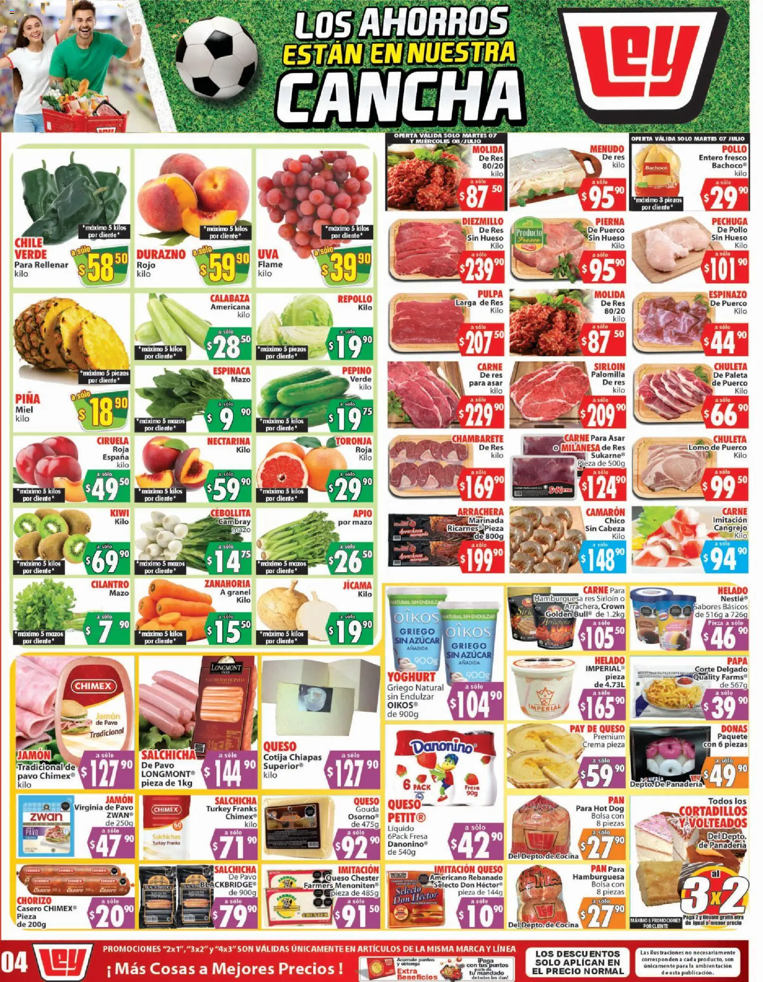 Vista previa las ofertas de la tienda Casa Ley - Casa Ley folleto Autoservicio desde el 07/07/2026 - Hamburguesa, Papa, Cocina, Queso, Kiwi, Crema, Milanesa, Jamón