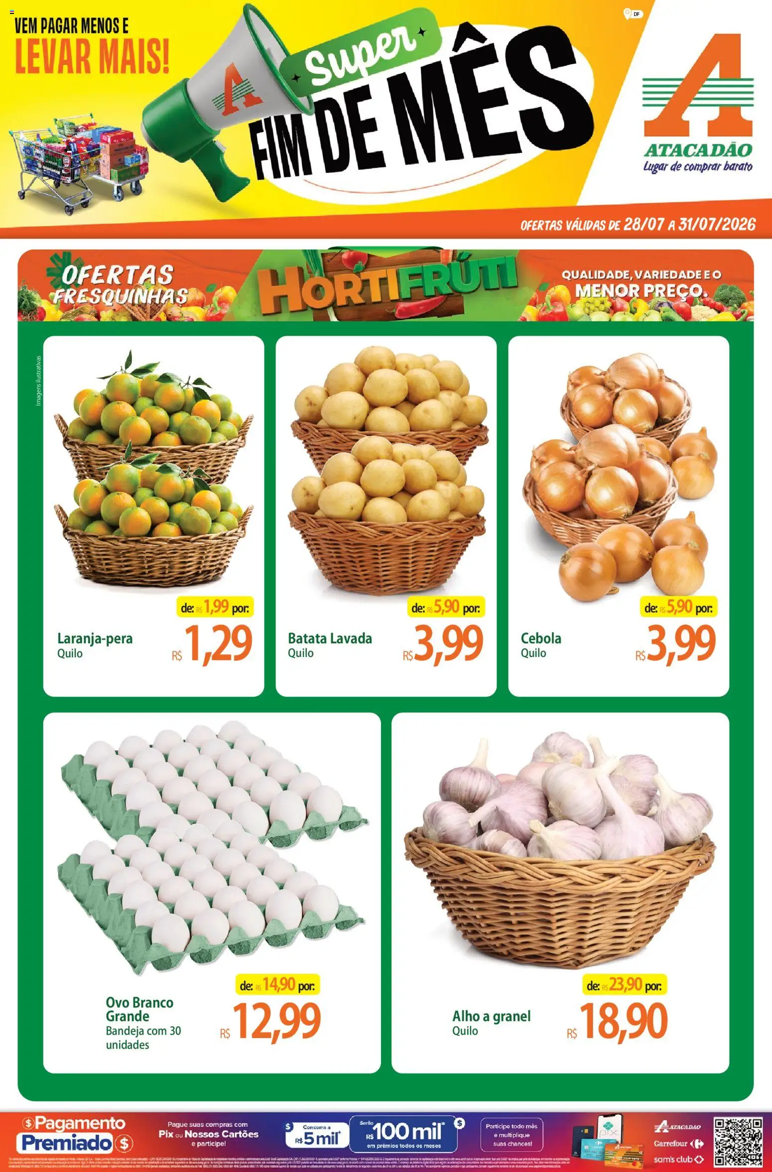 Pré-Visualização do folheto "Atacadão ofertas - DF" da loja Atacadão válido a partir de 28/07/2026 - Batata, Cebola, Bandeja, Alho