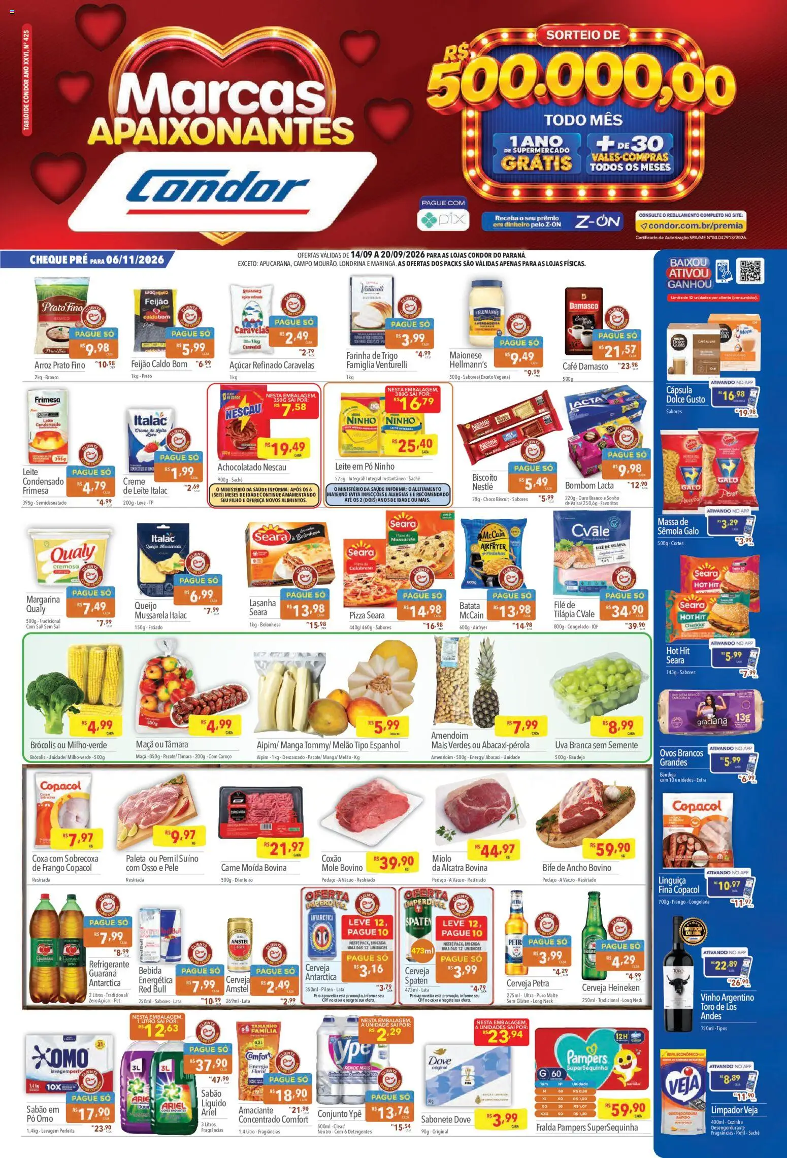 Pré-Visualização do folheto "Supermercados Condor ofertas Marcas Apaixonantes" da loja Supermercados Condor válido a partir de 14/09/2026