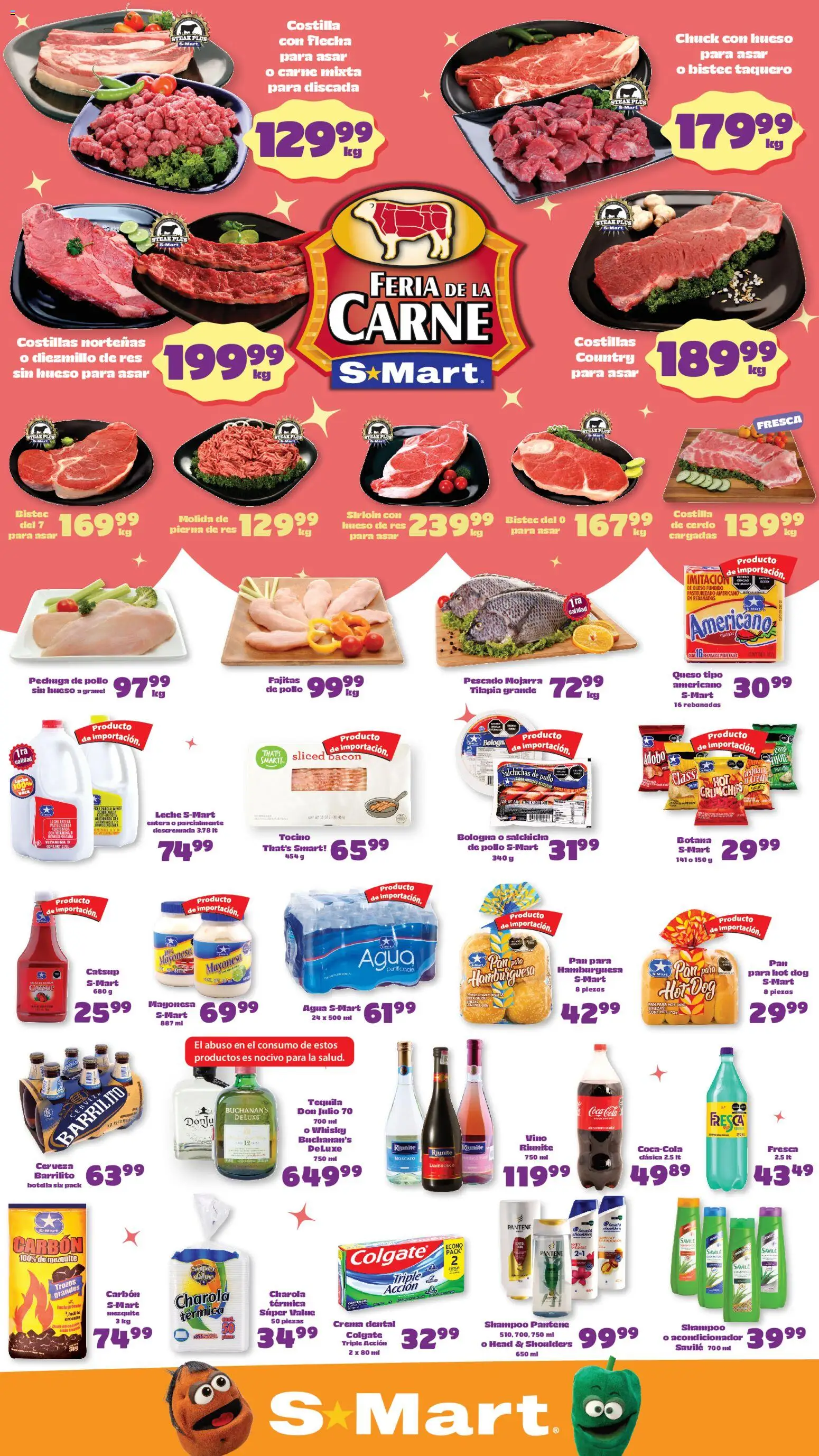 Vista previa las ofertas de la tienda S-Mart - S-Mart folleto Monterrey desde el 08/05/2026 - Tequila, Pan, Cerveza, Leche, Carne, Salchicha, Queso fundido, Head & Shoulders