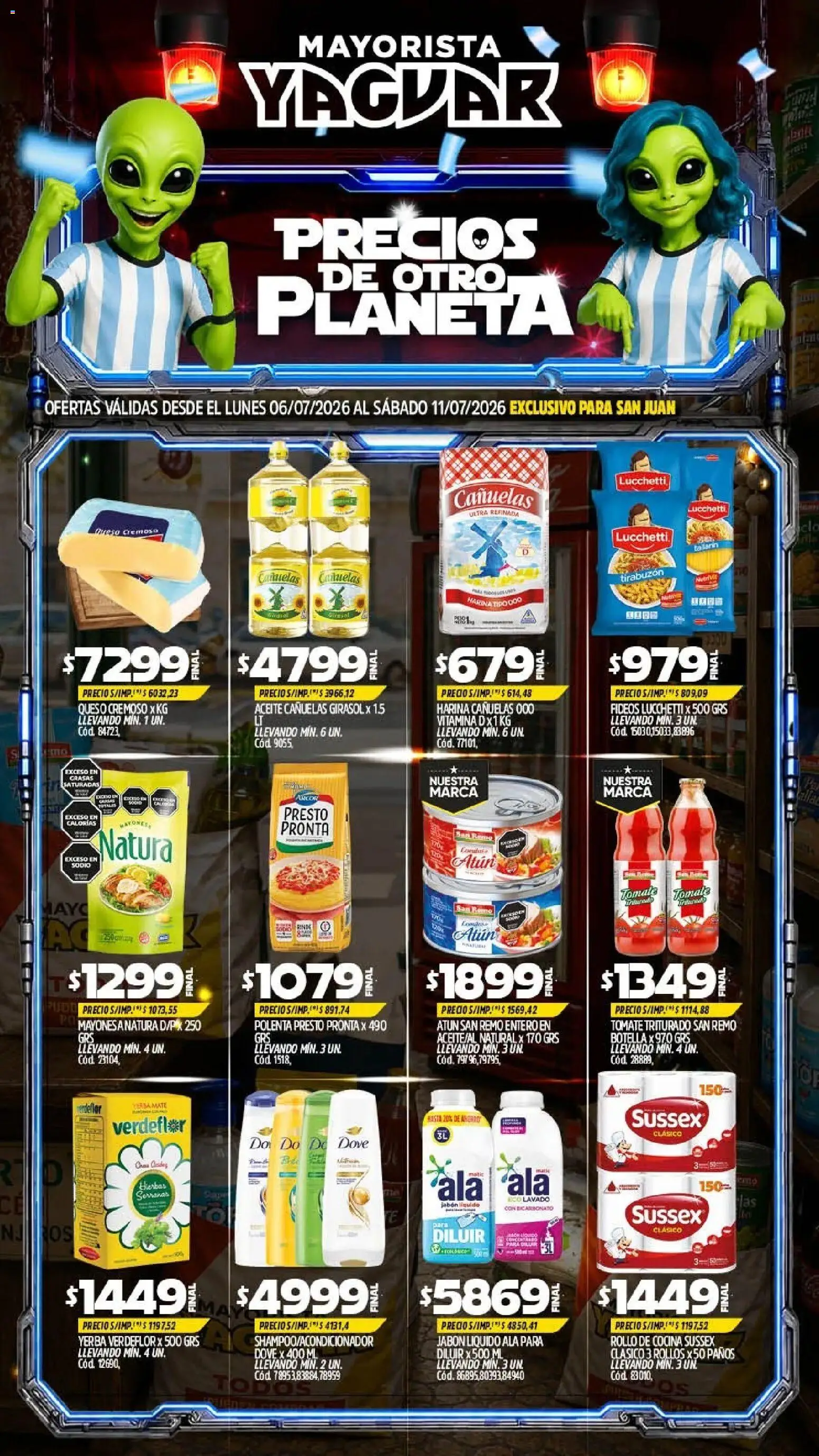 Vista previa del folleto de la tienda Yaguar válido desde el 06/07/2026 - Mate, Cocina, Queso, Aceite, Fideos, Atún, Jabón, Jabón líquido