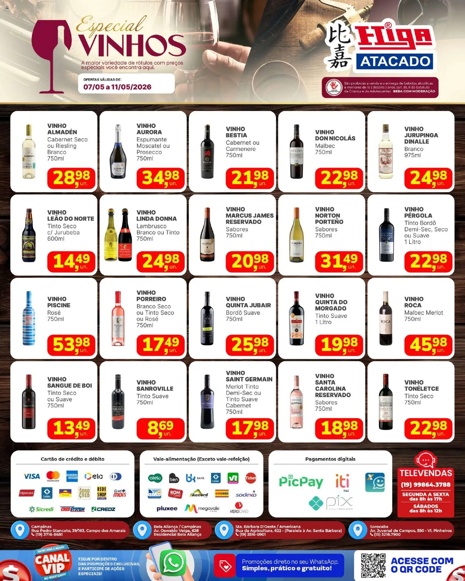 Pré-Visualização do folheto "Higa Atacado ofertas Especial de Vinhos" da loja Higa Atacado válido a partir de 07/05/2026 - Aliança, Vinho, Bebidas, Espumante, Vinho tinto, Prosecco