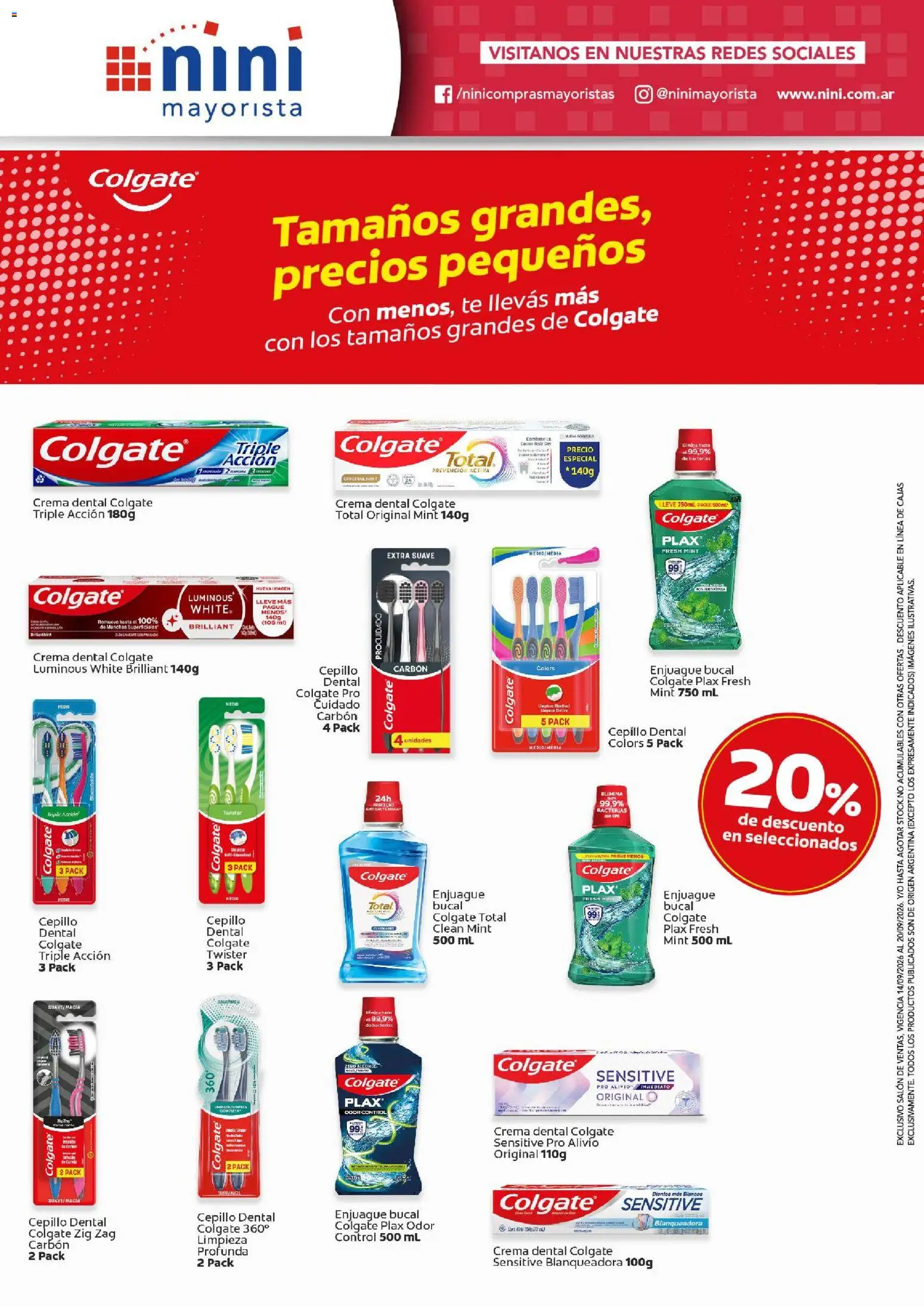 Vista previa del folleto de la tienda NINI Mayorista válido desde el 14/09/2026 - Té, Alcohol, Crema, Cepillo, Enjuague bucal