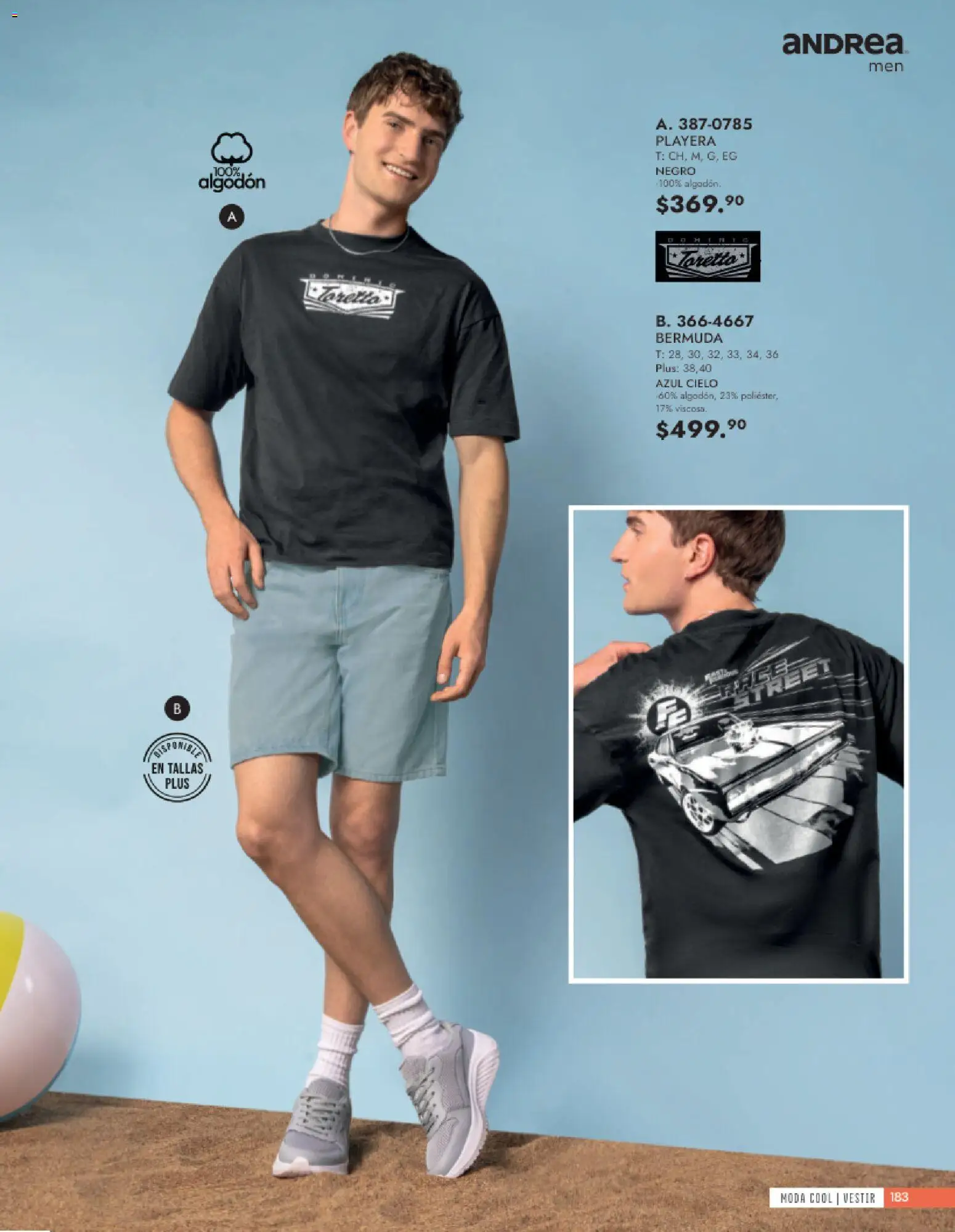 Vista previa las ofertas de la tienda Andrea - Andrea catálogo Vestir Caballero desde el 24/05/2026 - Playera, Algodón, Bermuda