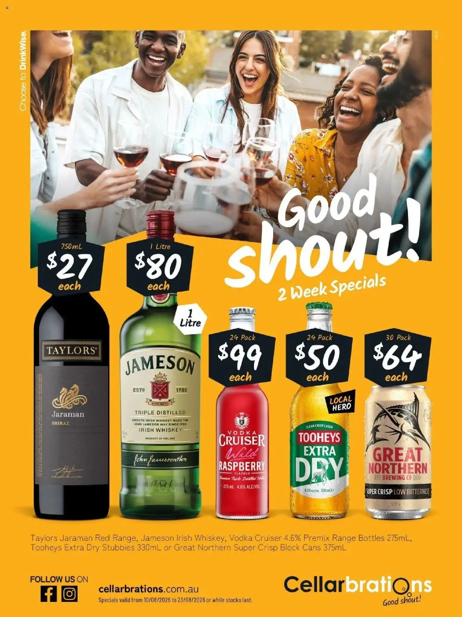 Preview of catalogue Good Shout! 10/08 from shop Cellarbrations valid 10/08/2026