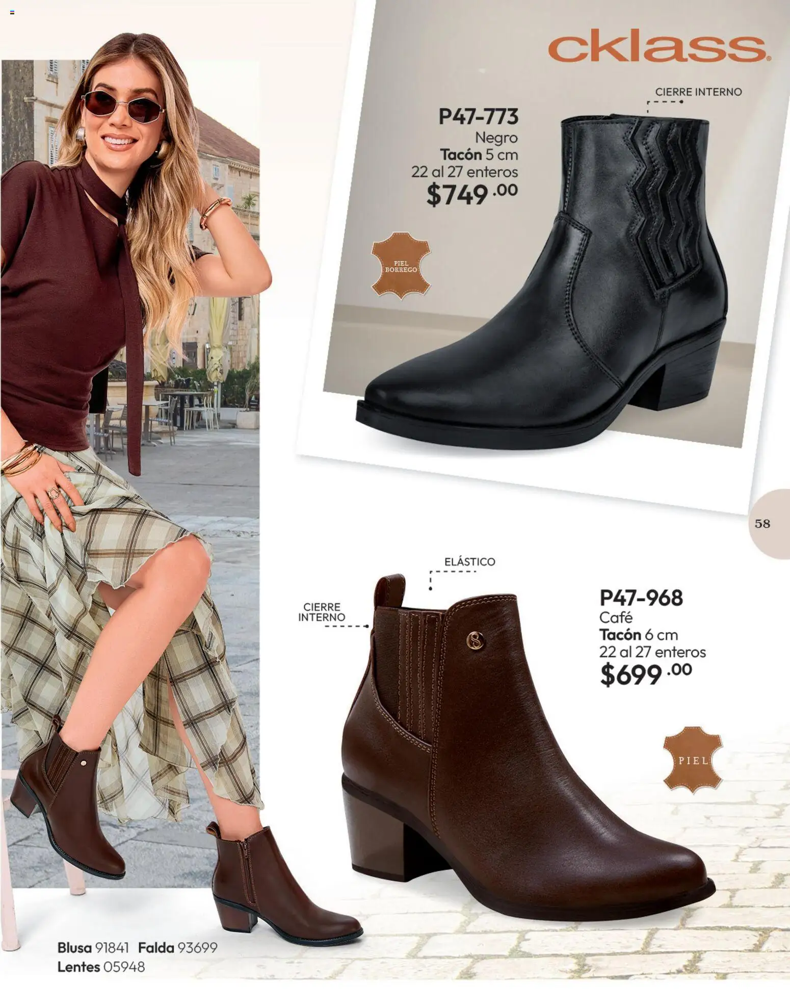 Vista previa las ofertas de la tienda Cklass - Cklass catálogo Calzado Invierno desde el 11/09/2026 - Café, Lentes, Blusa, Falda