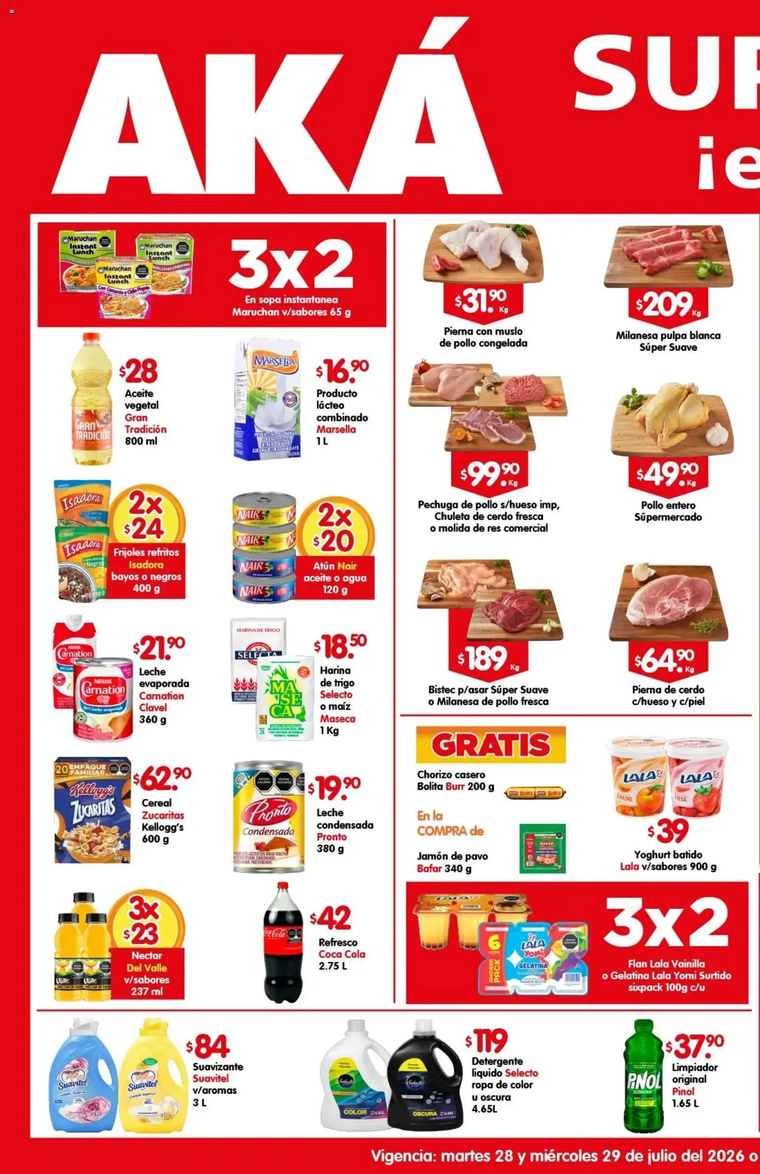 Vista previa las ofertas de la tienda Arteli - Arteli folleto Aká Superbodegas desde el 28/07/2026 - Agua, Pollo, Fresa, Gelatina, Vainilla, Harina, Jamón, Chuleta de cerdo