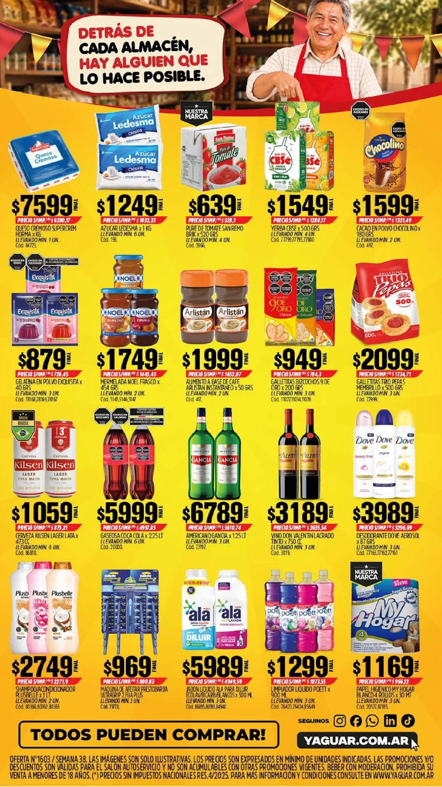 Vista previa del folleto de la tienda Yaguar válido desde el 14/09/2026 - Galletitas, Azucar, Desodorante, Jabón, Jabón líquido, Pure de Tomate, Puré, Limpiador