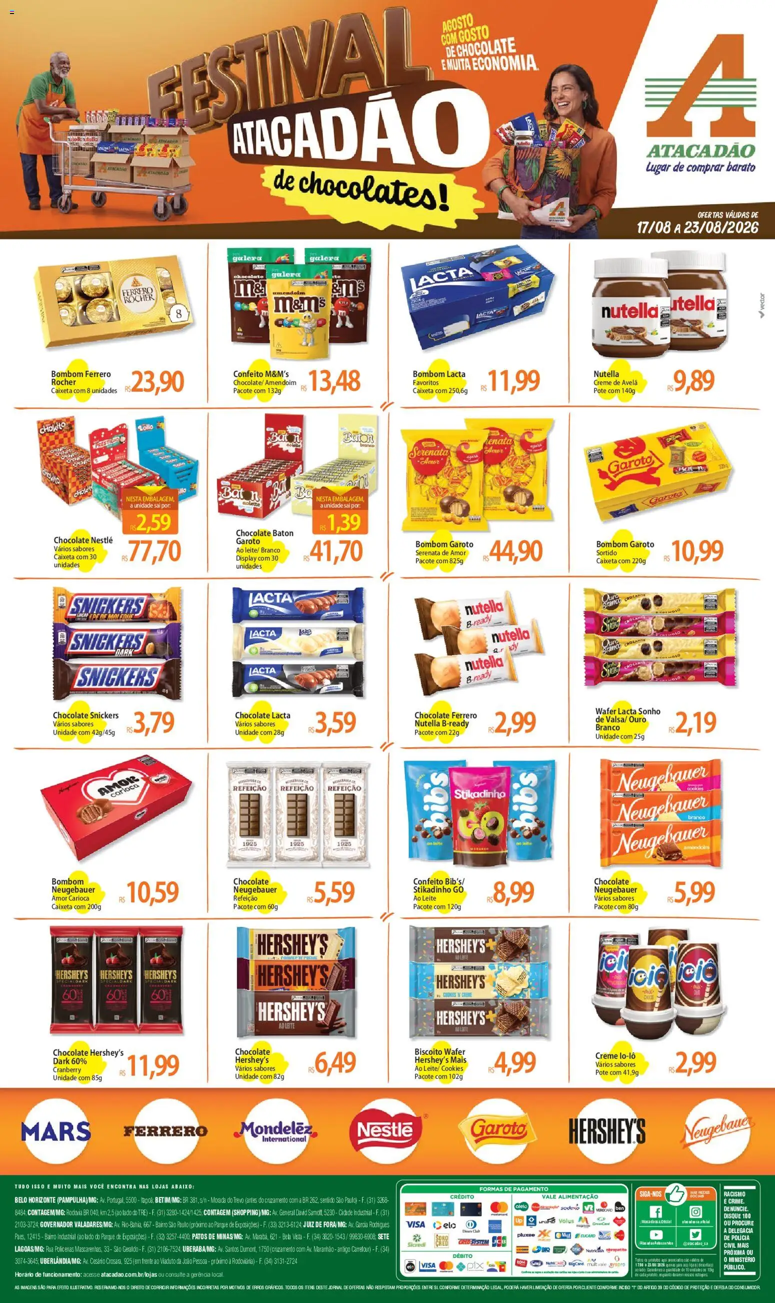 Pré-Visualização do folheto "Atacadão ofertas - MG" da loja Atacadão válido a partir de 17/08/2026 - Cookies, Cranberry, Amendoim, Leite, Creme, Bombom, Neugebauer, Creme de avelã