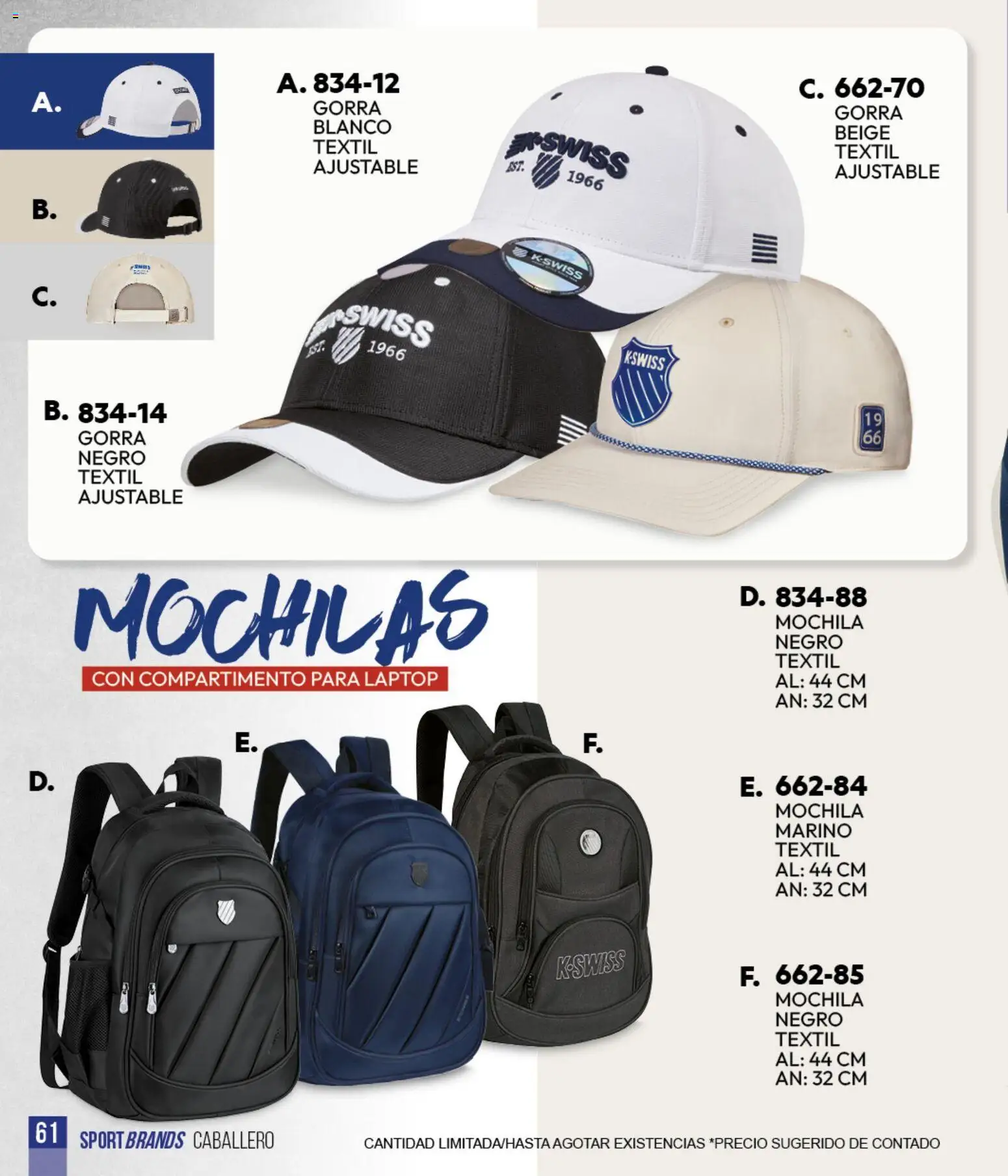 Vista previa las ofertas de la tienda Cklass - Cklass catálogo Sportbrands Verano Caballero desde el 05/03/2026 - Laptop, Mochila, Gorra