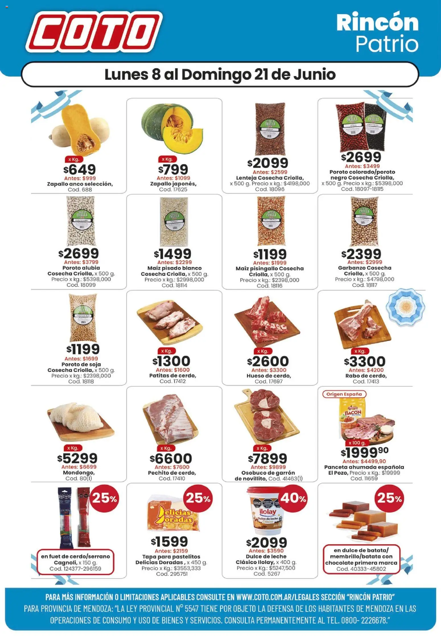 Vista previa del folleto de la tienda Coto válido desde el 08/06/2026 - Zapallo, Dulce de leche, Osobuco, Leche, Cerdo, Maiz, Panceta, Dulce