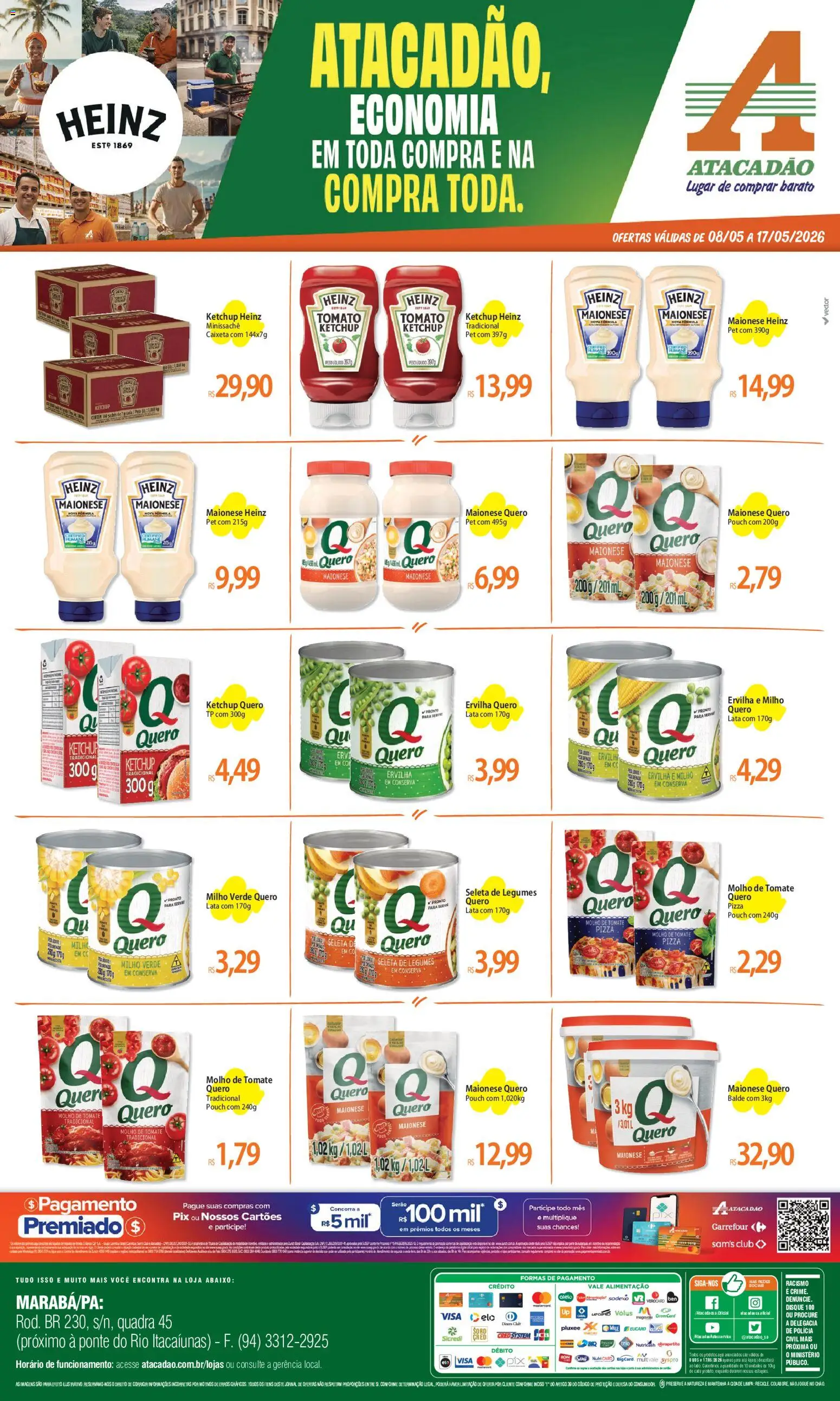 Pré-Visualização do folheto "Atacadão ofertas - PA" da loja Atacadão válido a partir de 08/05/2026 - Pizza, Legumes, Tomate, Maionese, Milho, Molho de tomate, Milho verde, Balde