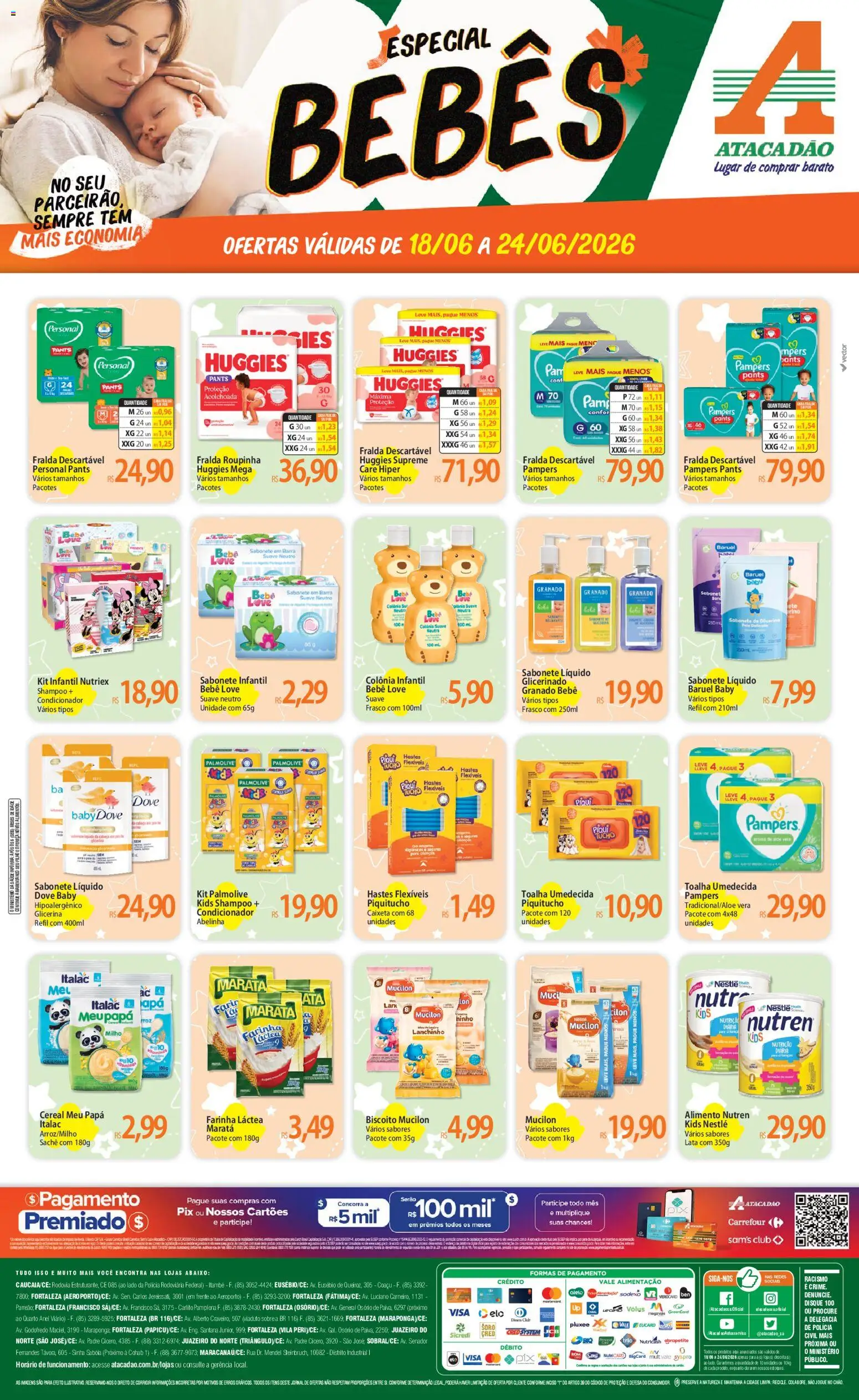 Pré-Visualização do folheto "Atacadão ofertas - CE" da loja Atacadão válido a partir de 18/06/2026 - Shampoo, Mucilon, Sabonete, Sabonete líquido, Milho, Dove, Farinha, Condicionador