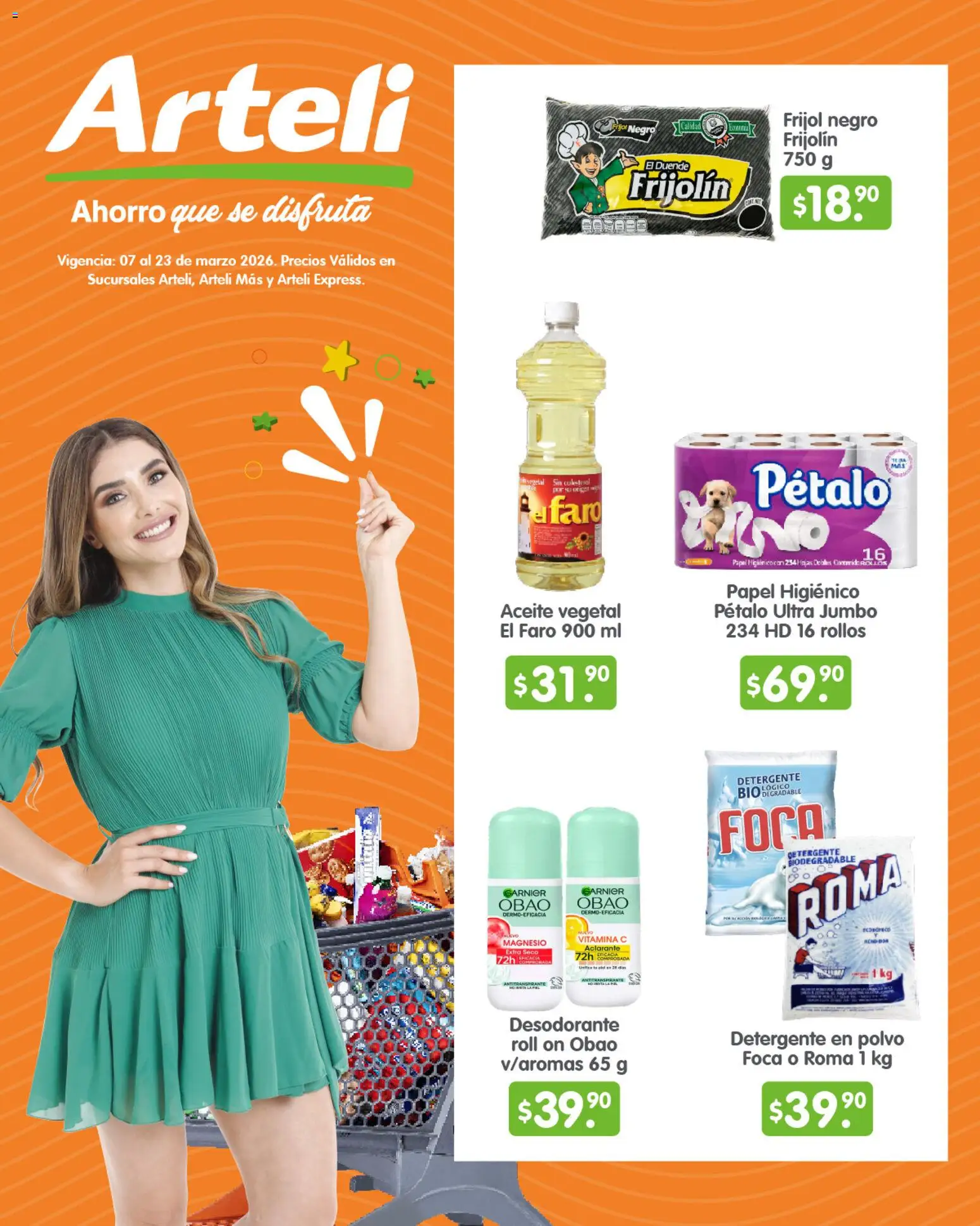Vista previa las ofertas de la tienda Arteli - Arteli folleto Quincenal desde el 07/03/2026 - Desodorante, Huevo, Aceite, Detergente, Polvo, Antitranspirante, Detergente en polvo, Aclarante