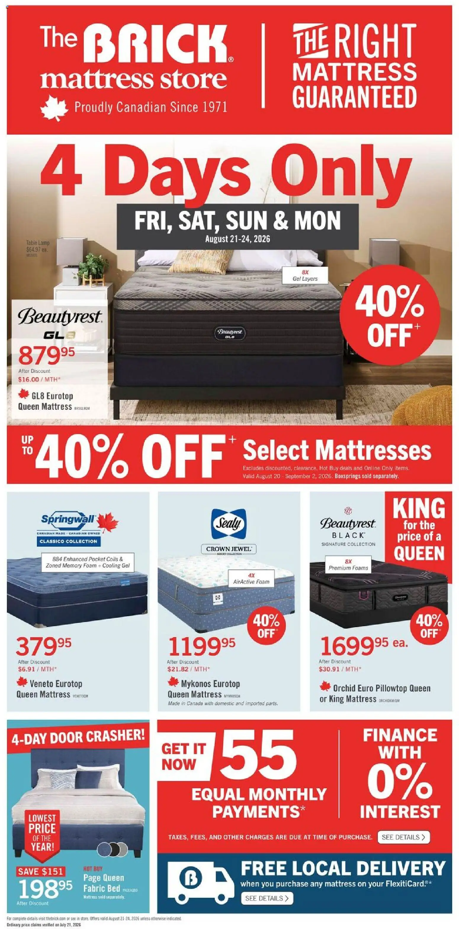 Preview of leaflet The Brick - Brick Mattress Store from shop The Brick is valid from Aug 20, 2026