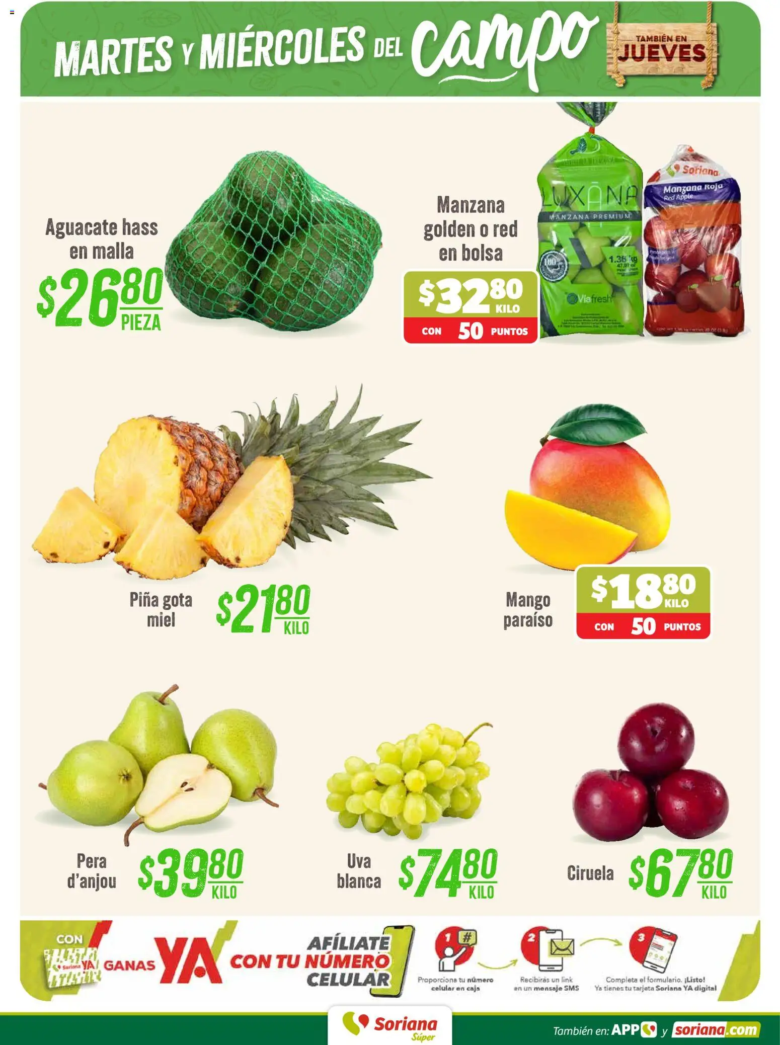 Vista previa las ofertas de la tienda Soriana - Soriana Martes y Miércoles del Campo Súper: Tamaulipas (excepto Cd. Victoria y Tampico) desde el 04/08/2026 