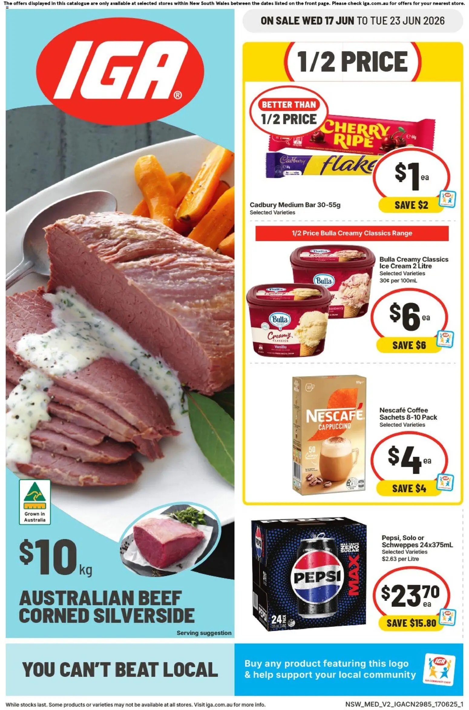 Preview of catalogue IGA NSW Medium V2 - NSW Medium V2 from shop IGA valid 17/06/2026 - Coffee, Pepsi, Sachets, Cream, Cappuccino, Ice, Nescafe, Vanilla