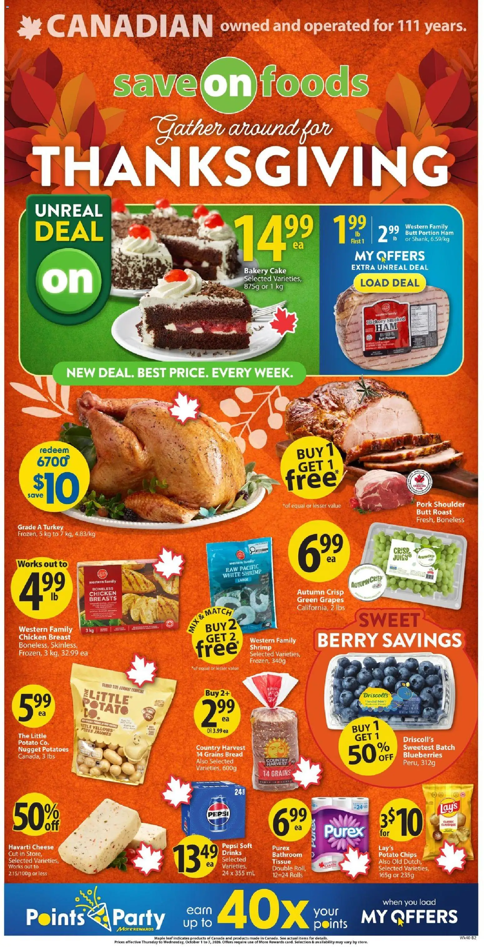 Preview of leaflet Save on foods weekly flyer / circulaire from shop Save on foods is valid from Oct 01, 2026