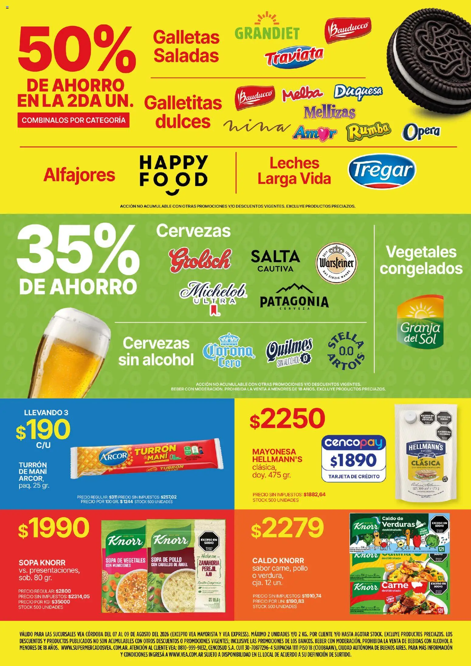 Vista previa del folleto de la tienda Vea válido desde el 07/08/2026 - Bebidas, Alcohol, Carne, Verduras, Mani, Sopa, Turrón, Dulces