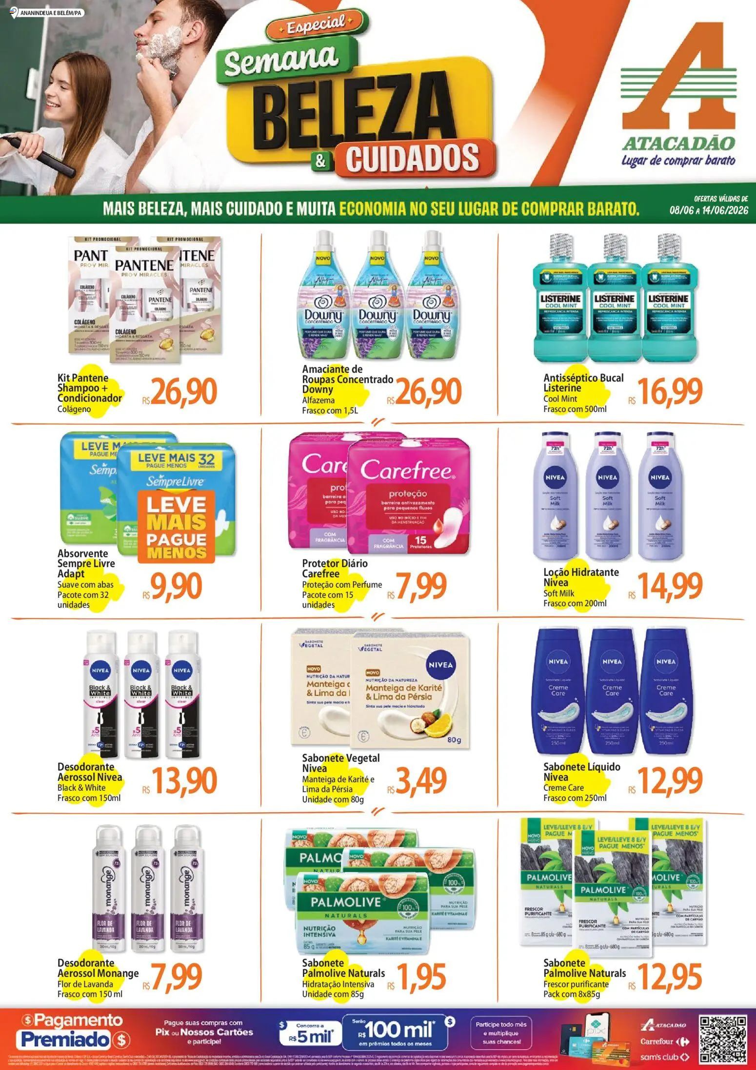 Pré-Visualização do folheto "Atacadão ofertas - PA" da loja Atacadão válido a partir de 08/06/2026 - Perfume, Sabonete, Manteiga, Creme, Condicionador, Cará, Fragrância, Sempre Livre