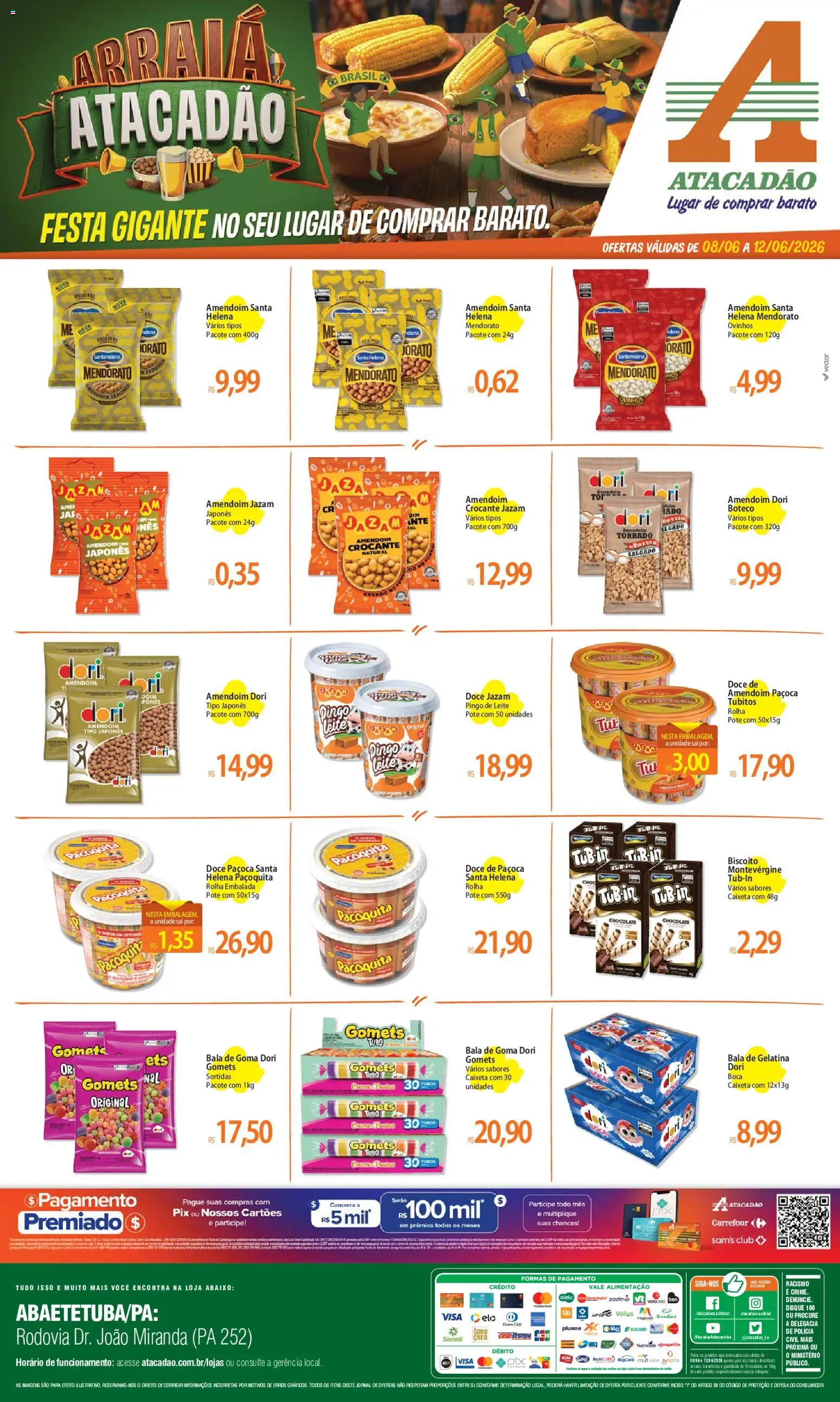 Pré-Visualização do folheto "Atacadão ofertas - PA" da loja Atacadão válido a partir de 08/06/2026 - Pá, Chocolate, Frutas, Biscoito, Leite, Creme, Gelatina, Bala