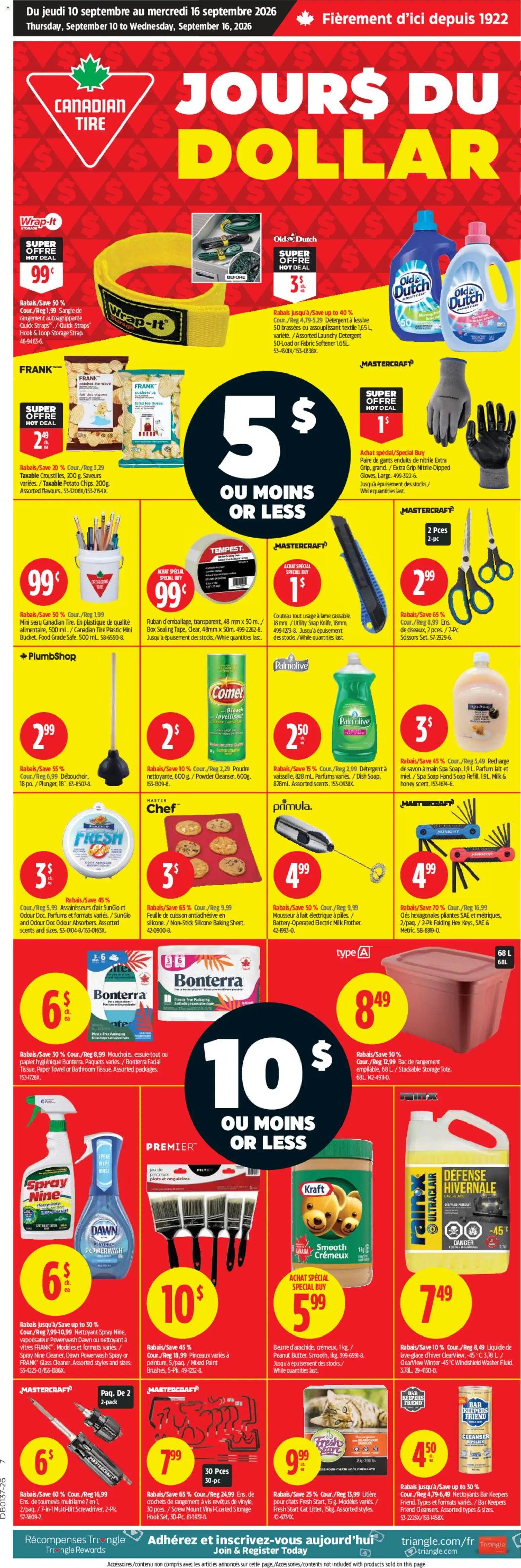 Preview of leaflet Canadian Tire circulaire - Dollar Rush from shop Canadian Tire is valid from Sep 10, 2026