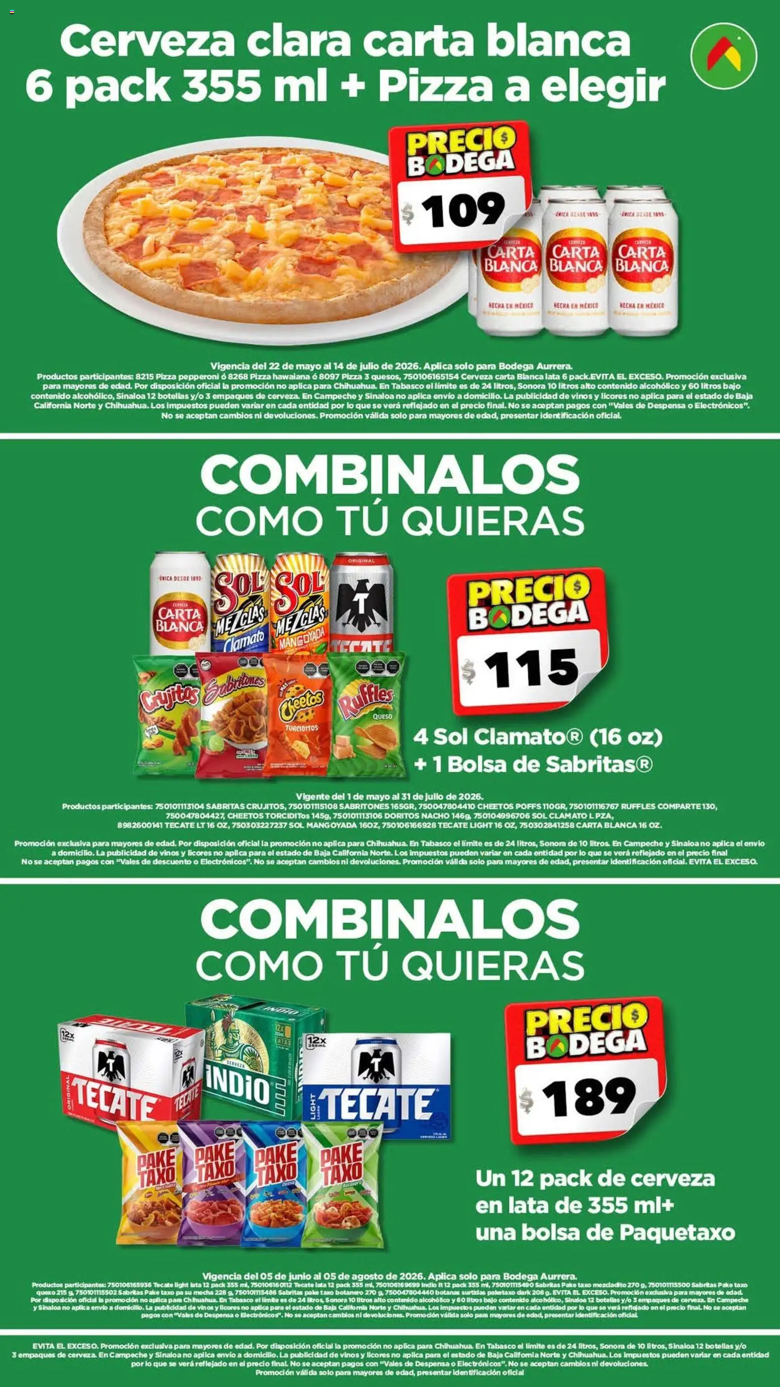 Vista previa las ofertas de la tienda Bodega Aurrerá - Bodega Aurrerá folleto Golazo desde el 05/06/2026 - Pizza, Cerveza, Bolsa, Queso, Despensa, Cerveza en lata