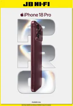 Preview of catalogue JB Hi-Fi IPhone 18 Pro - Out Now from shop JB Hi-Fi valid 18/09/2026