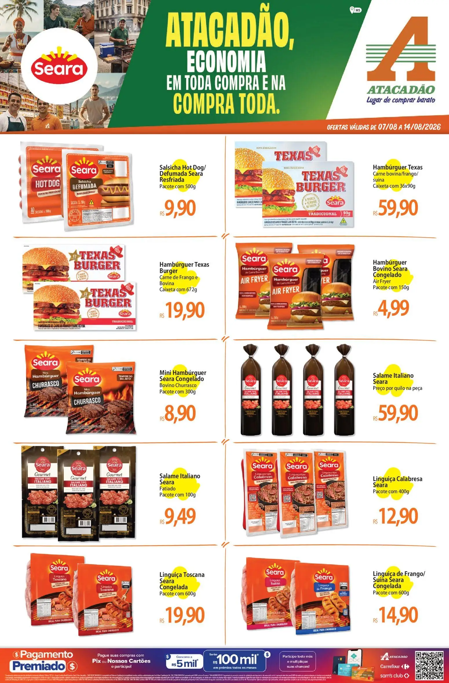 Pré-Visualização do folheto "Atacadão ofertas - MS" da loja Atacadão válido a partir de 07/08/2026 - Air fryer, Carne, Frango, Proteína, Salame, Linguiça, Carne bovina, Carne de frango