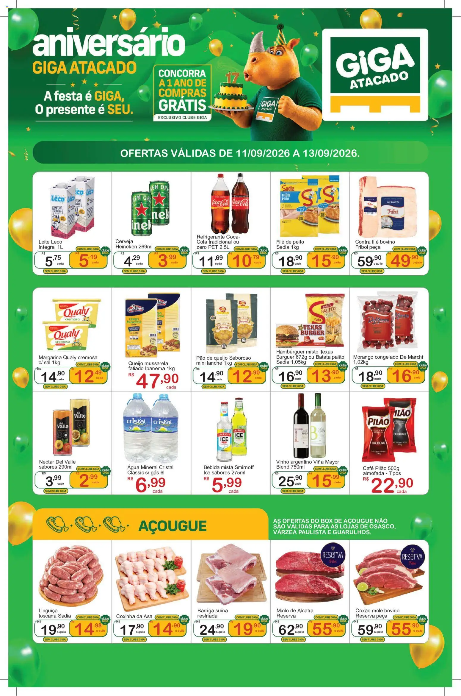 Pré-Visualização do folheto "GIGA Atacado ofertas FDS" da loja GIGA Atacado válido a partir de 10/09/2026 - Água, Sal, Refrigerante, Cola, Linguiça, Margarina, Café pilão, Contra filé