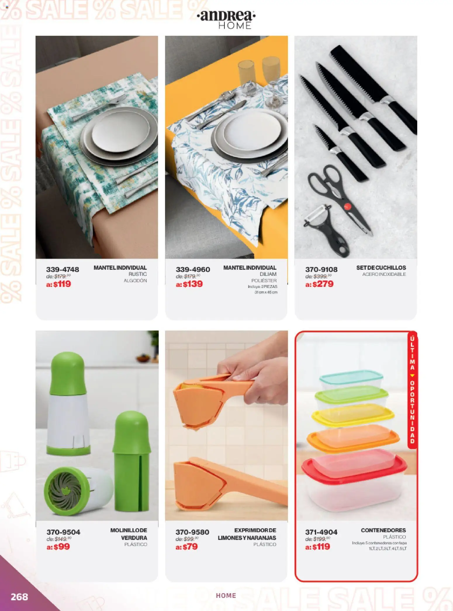 Vista previa las ofertas de la tienda Andrea - Catálogo Outlet desde el 21/12/2025 - Naranjas, Limones, Algodón, Mantel, Mantel individual, Cuchillos