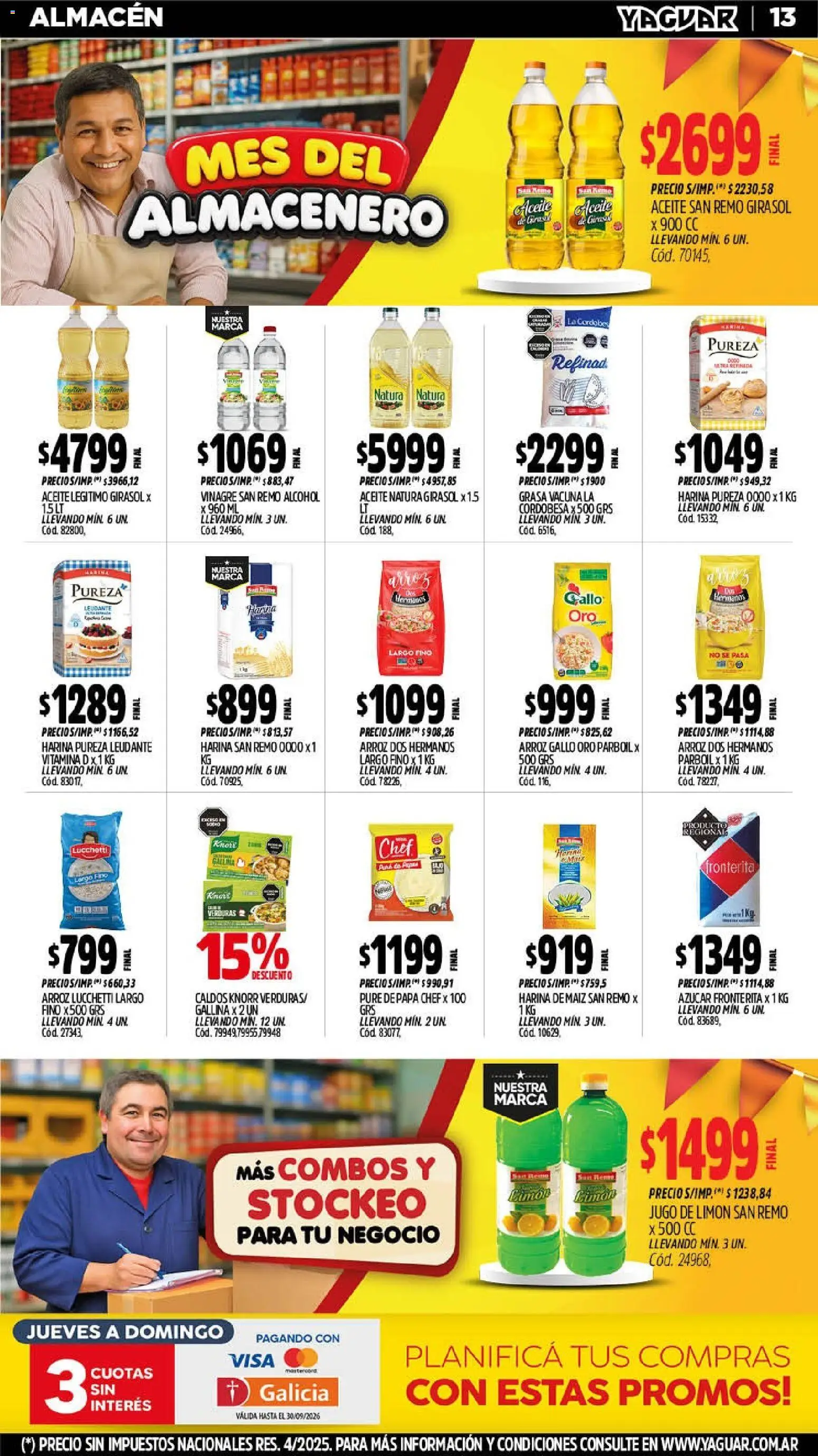 Vista previa del folleto de la tienda Yaguar válido desde el 14/09/2026 - Alcohol, Verduras, Aceite, Limón, Vinagre, Jugo, Puré, Jugo de limón