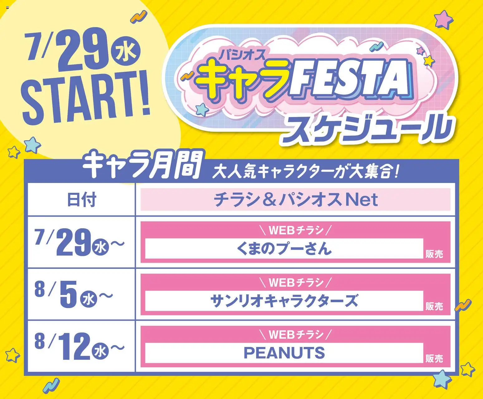 パシオスの2026/07/29から2026/08/16までのチラシはここパシオス - キャラ FESTA
