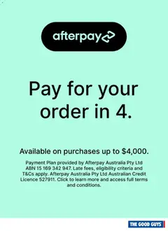 Preview of catalogue The Good Guys catalogue Afterpay from shop The Good Guys valid 13/05/2026
